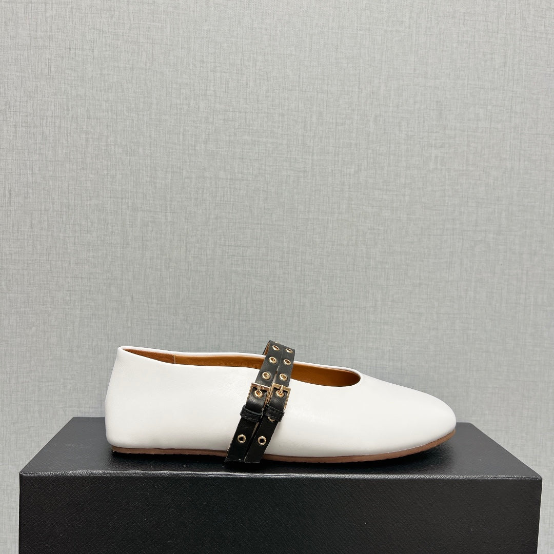 ALAIA MARY JANE SHOES IN WHITE LAMBSKIN SILVER HARDWARE - 35