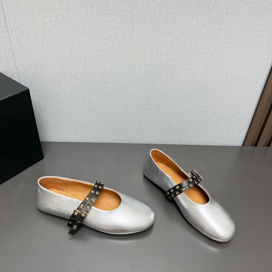ALAIA MARY JANE SHOES IN SILVER LAMBSKIN SILVER HARDWARE - 35