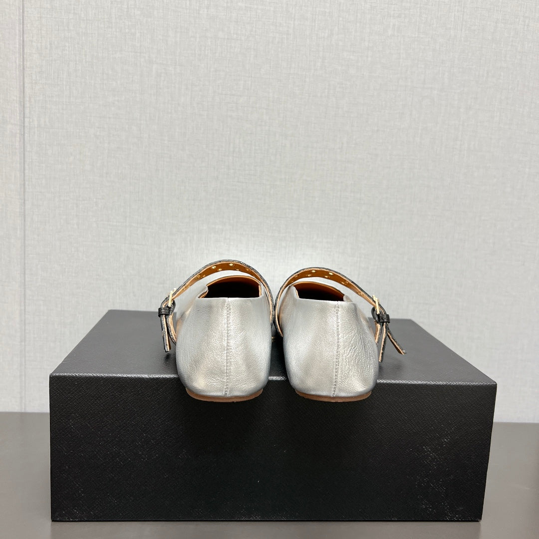 ALAIA MARY JANE SHOES IN SILVER LAMBSKIN SILVER HARDWARE - 35