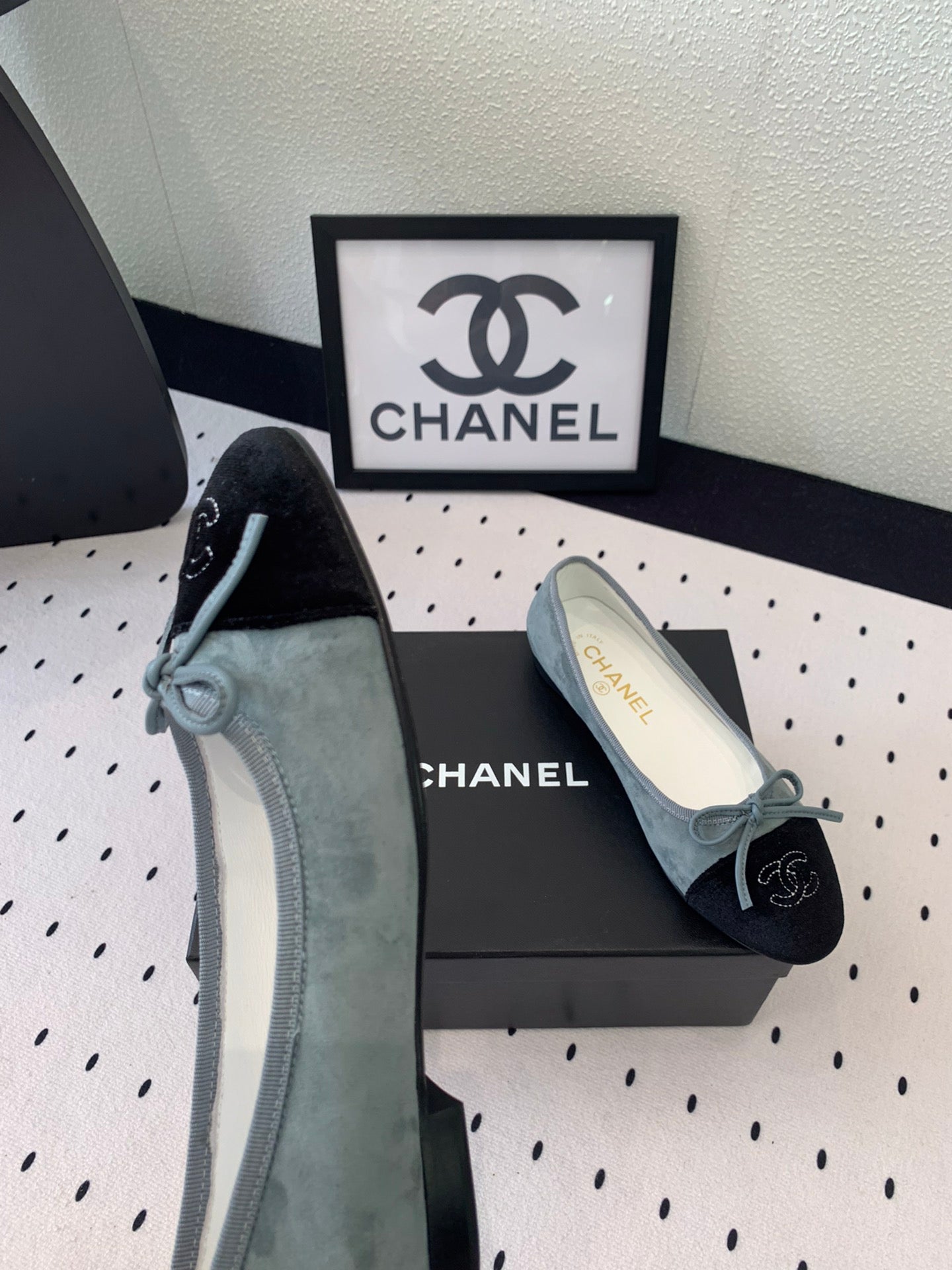 BALLET FLAT ICEBERG BLUE MIX BLACK VELVET - 34