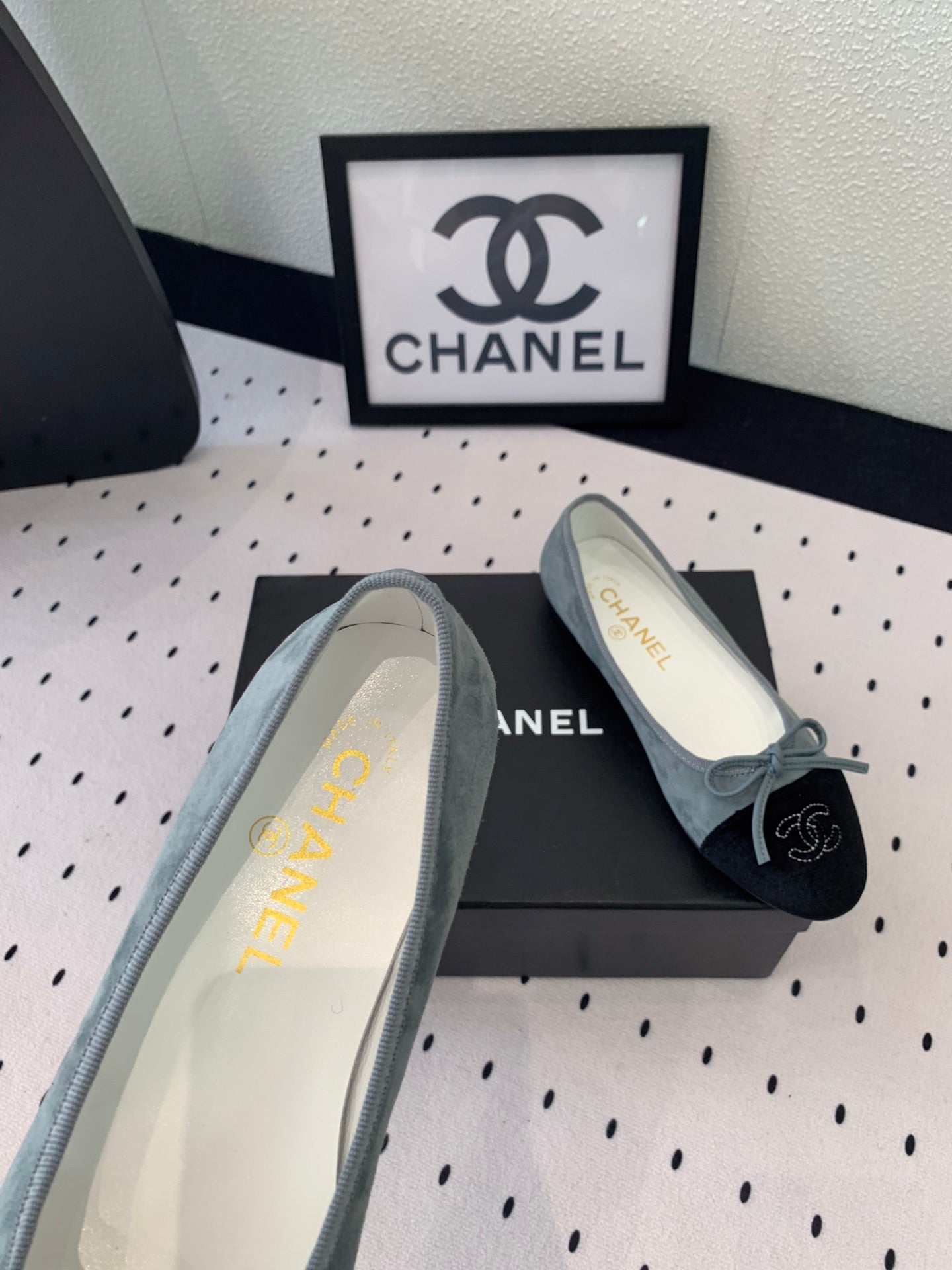 BALLET FLAT ICEBERG BLUE MIX BLACK VELVET - 34