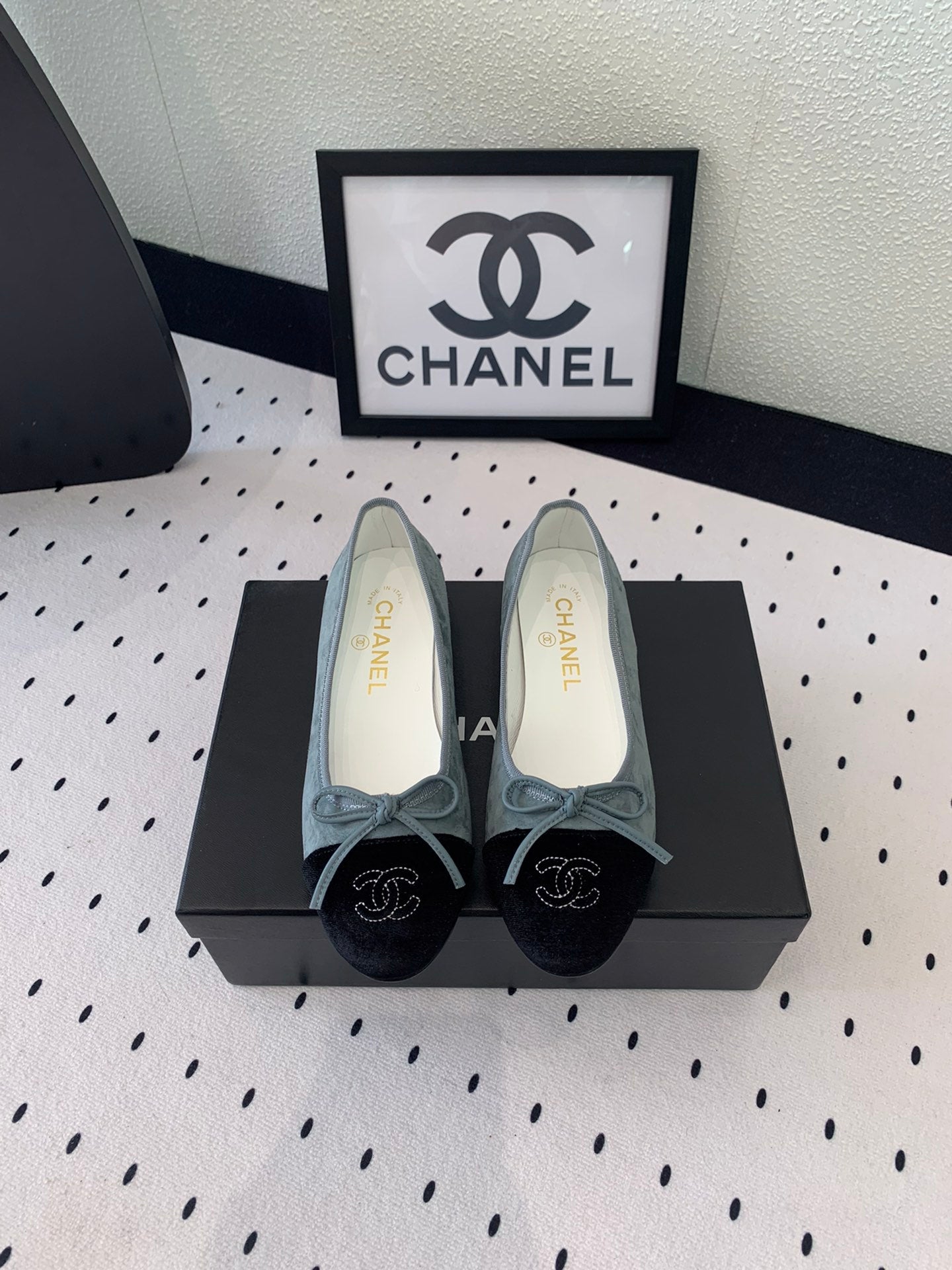 BALLET FLAT ICEBERG BLUE MIX BLACK VELVET - 34