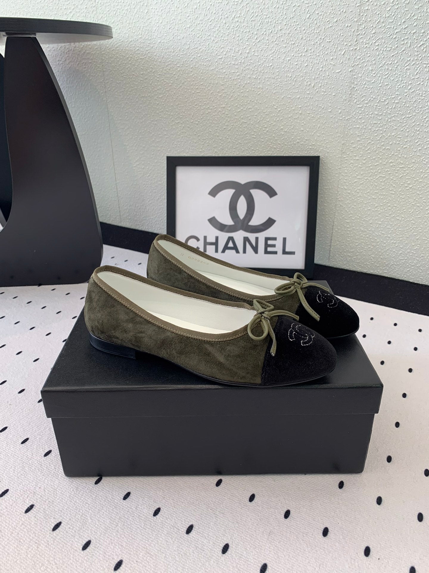 BALLET FLAT OLIVE GREEN MIX BLACK VELVET - 34