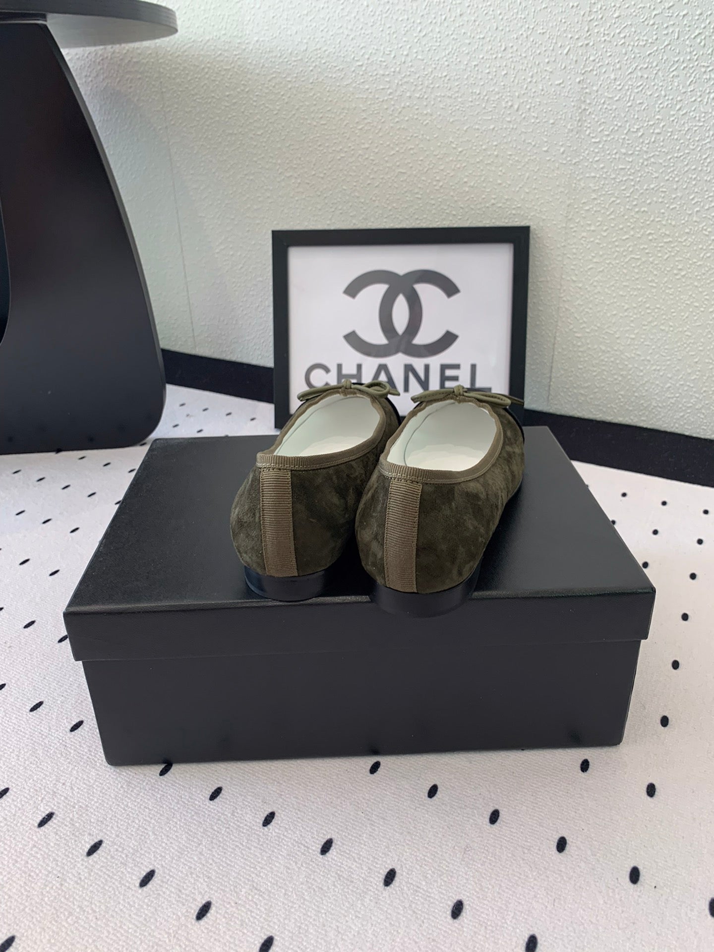 BALLET FLAT OLIVE GREEN MIX BLACK VELVET - 34