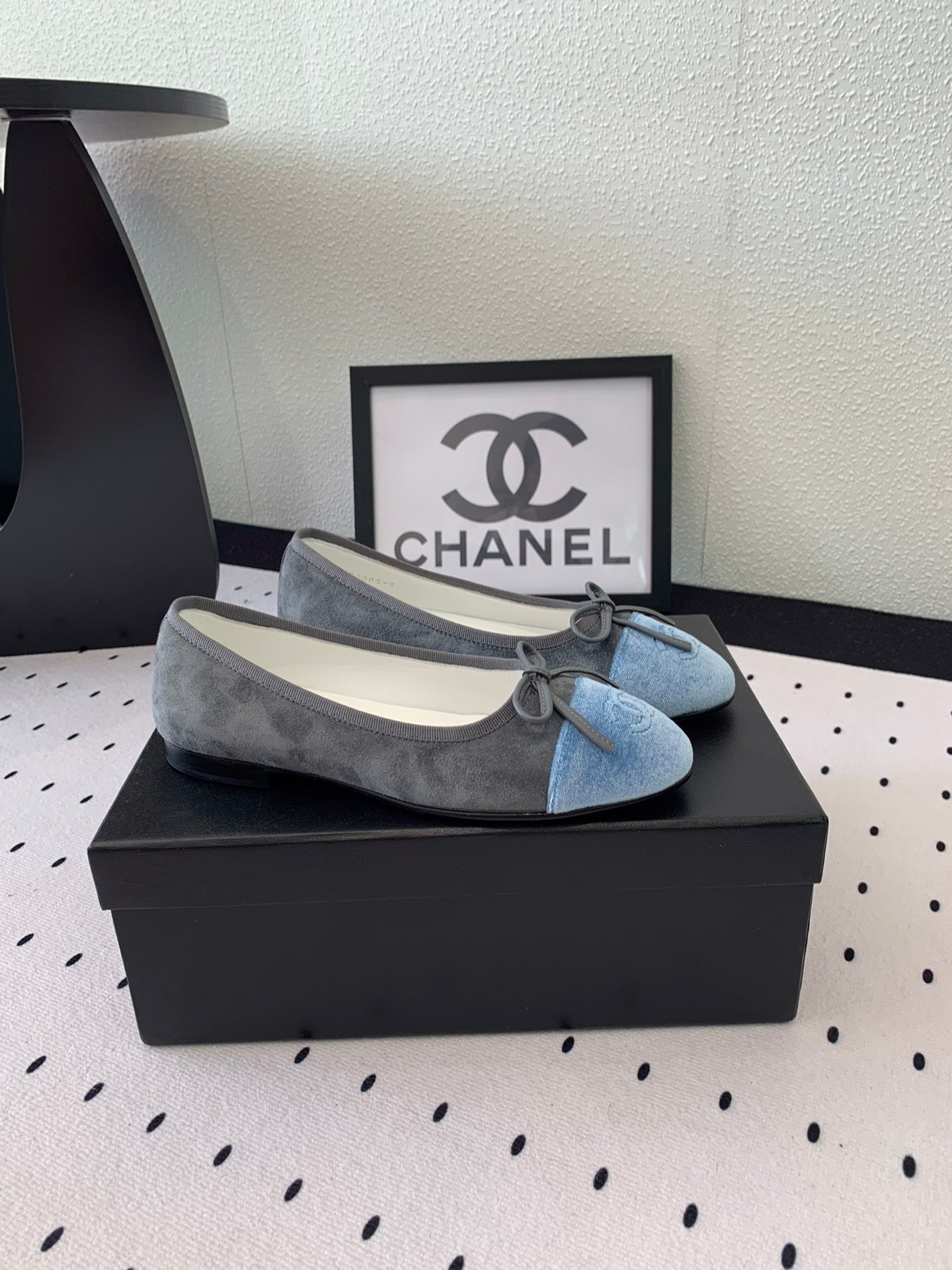 BALLET FLAT GREY MIX LIGHT BLUE VELVET - 34