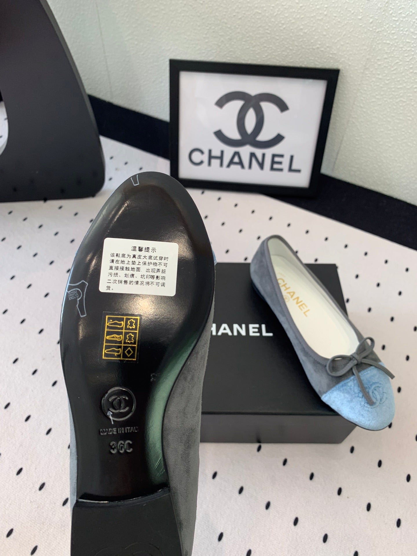 BALLET FLAT GREY MIX LIGHT BLUE VELVET - 34