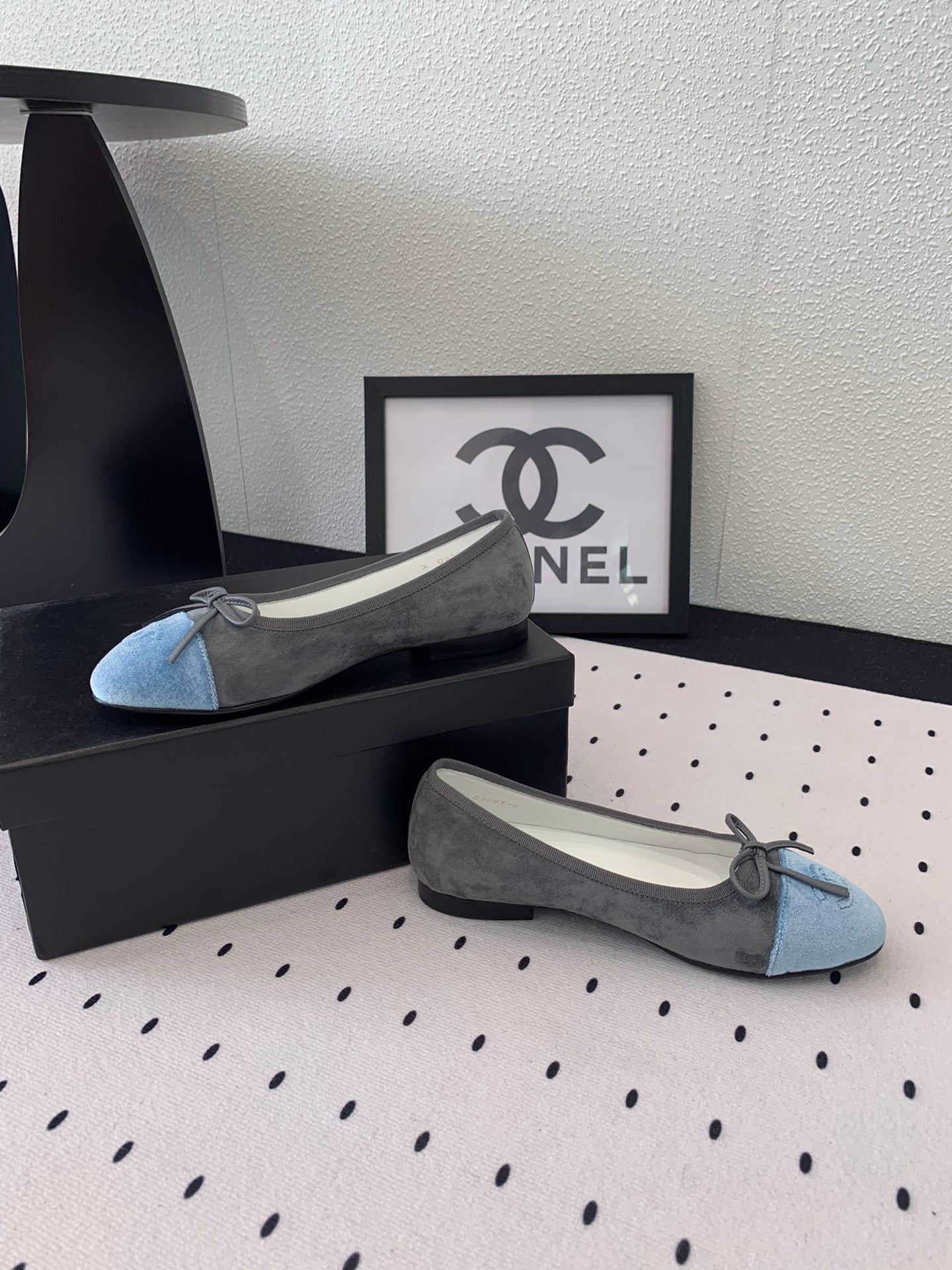 BALLET FLAT GREY MIX LIGHT BLUE VELVET - 34