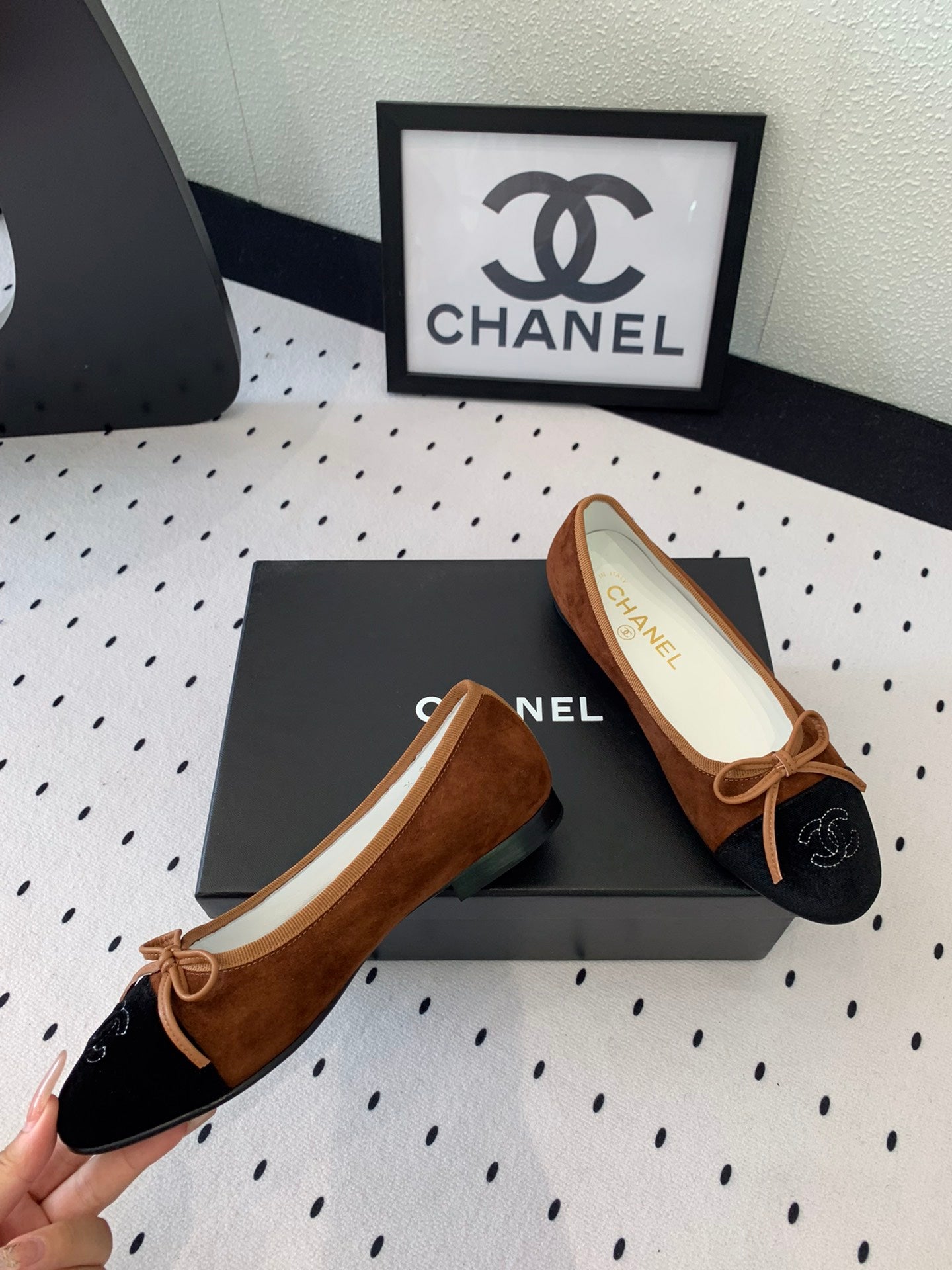 BALLET FLAT BROWN MIX BLACK VELVET - 34
