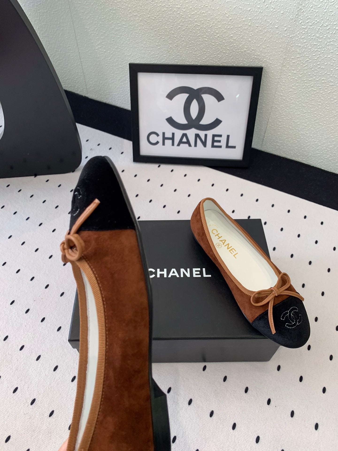 BALLET FLAT BROWN MIX BLACK VELVET - 34