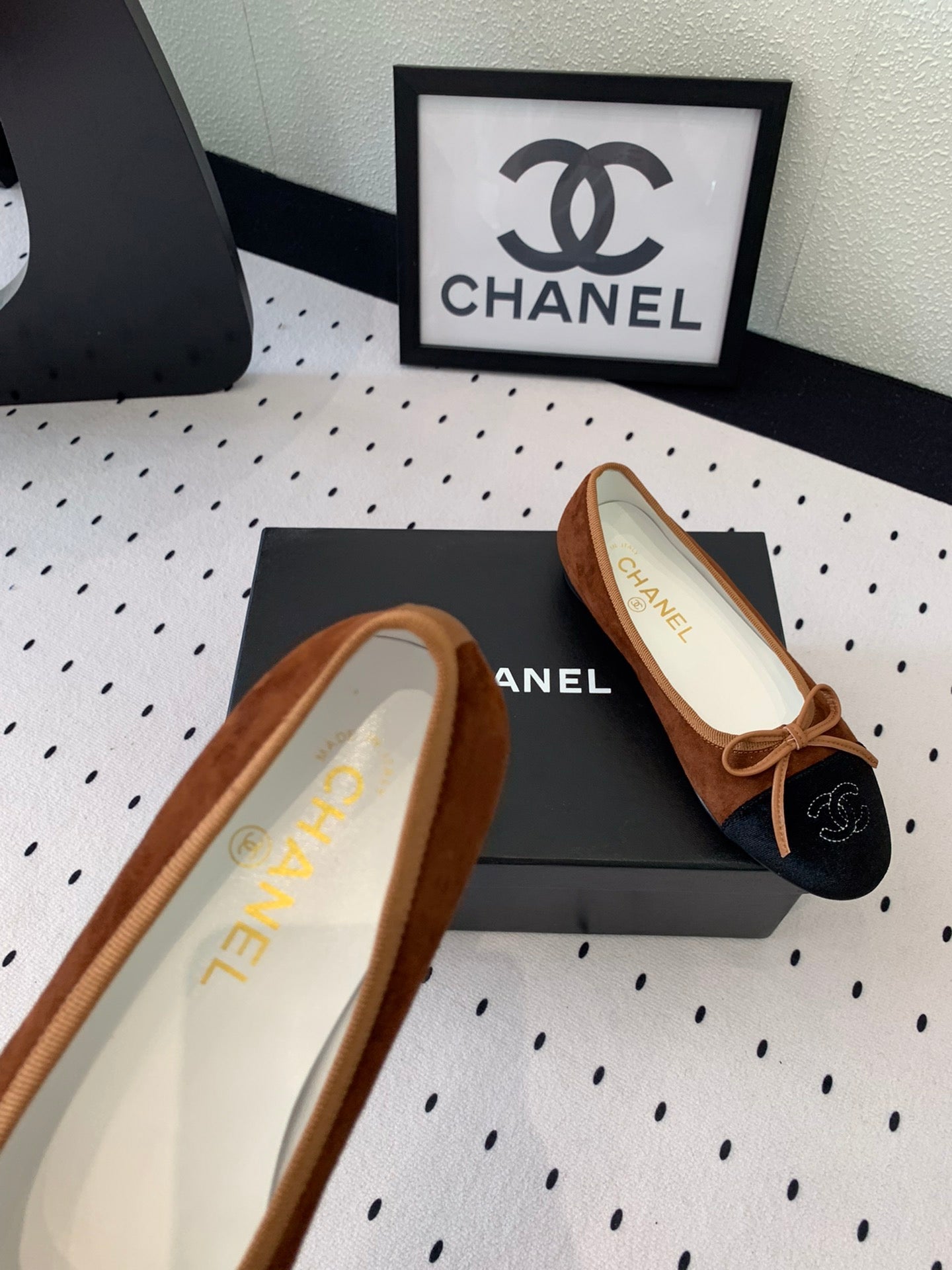 BALLET FLAT BROWN MIX BLACK VELVET - 34