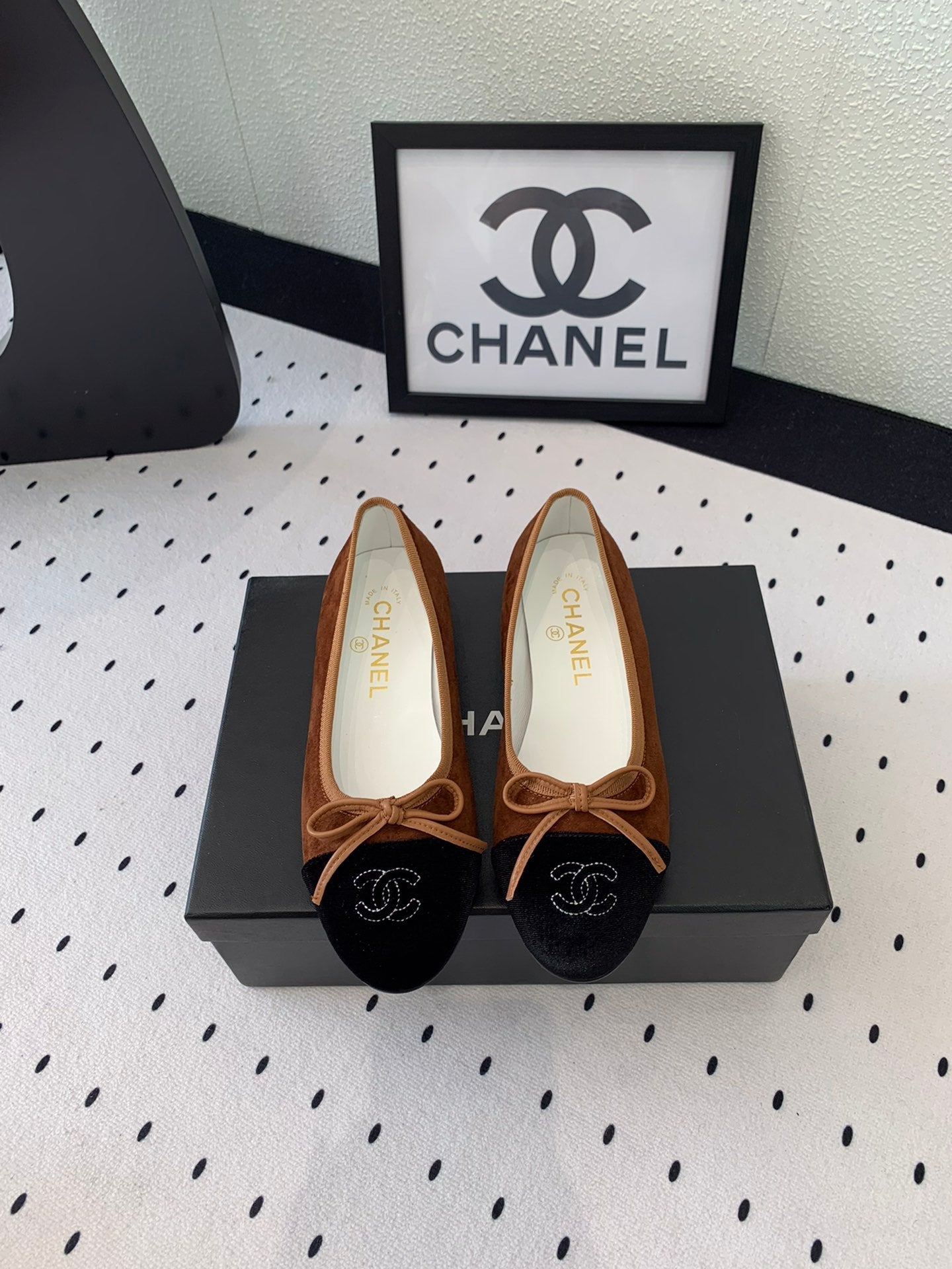 BALLET FLAT BROWN MIX BLACK VELVET - 34