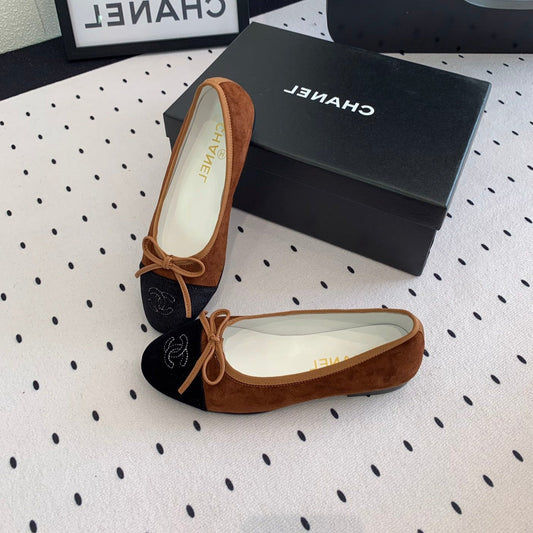 BALLET FLAT BROWN MIX BLACK VELVET - 34