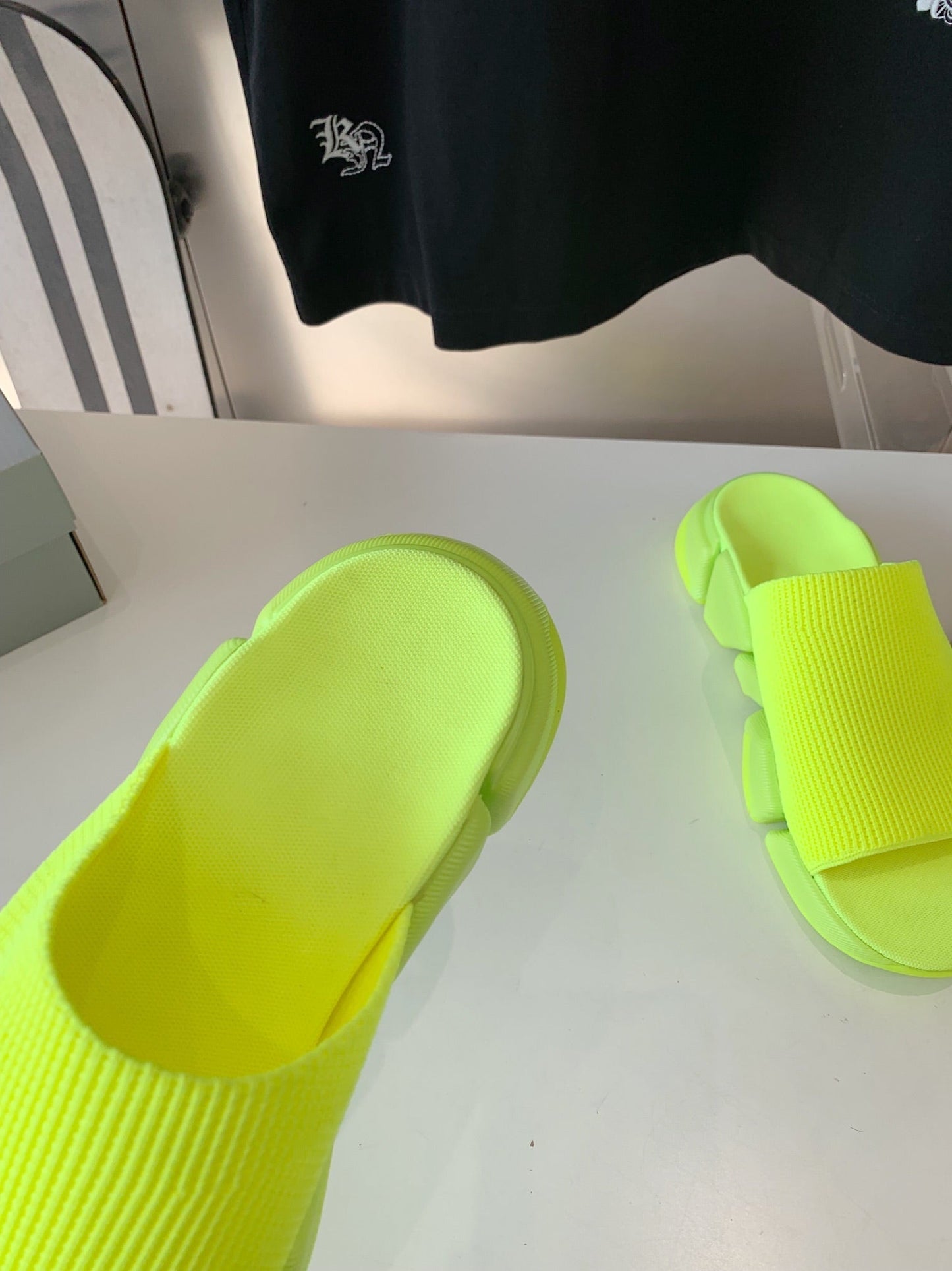 SPEED 2.0 SLIDE SANDAL IN NEON GREEN RECYCLED KNIT - 35