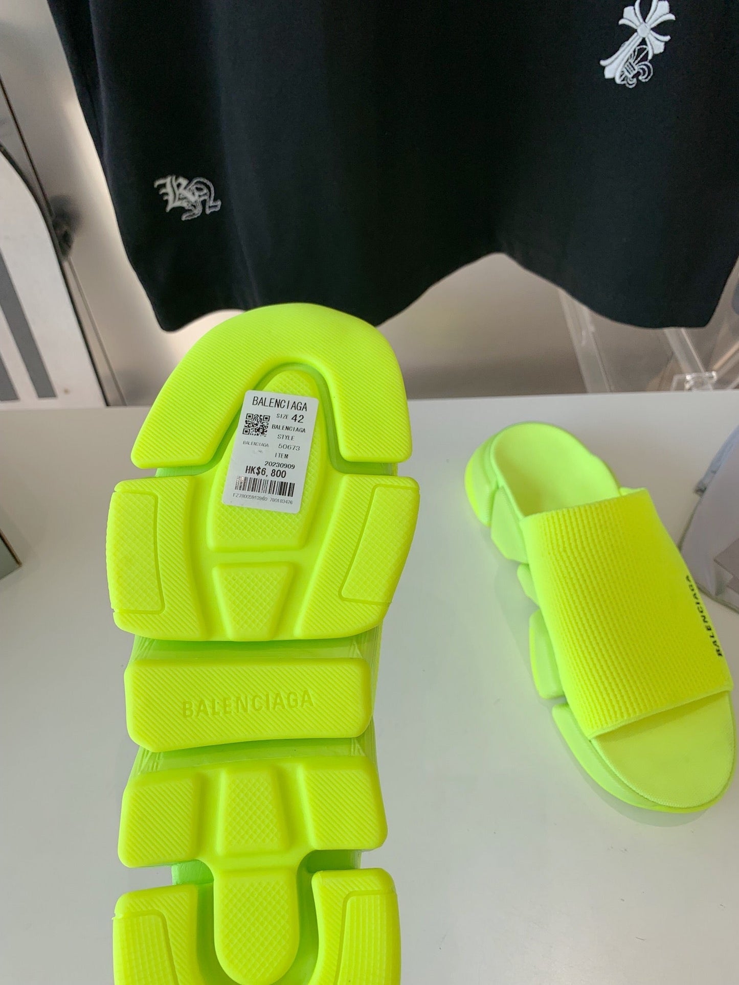 SPEED 2.0 SLIDE SANDAL IN NEON GREEN RECYCLED KNIT - 35