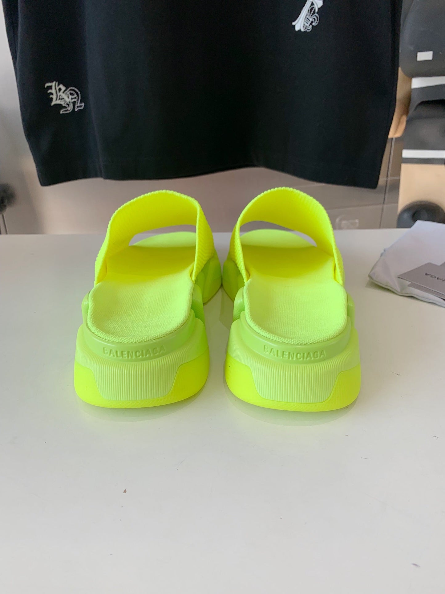 SPEED 2.0 SLIDE SANDAL IN NEON GREEN RECYCLED KNIT - 35