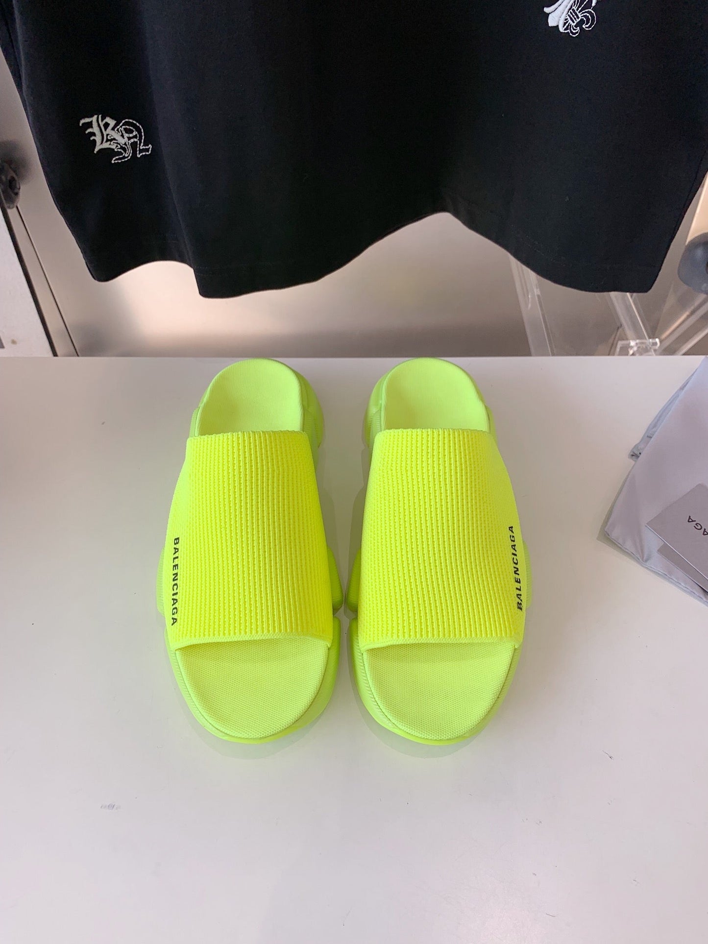 SPEED 2.0 SLIDE SANDAL IN NEON GREEN RECYCLED KNIT - 35