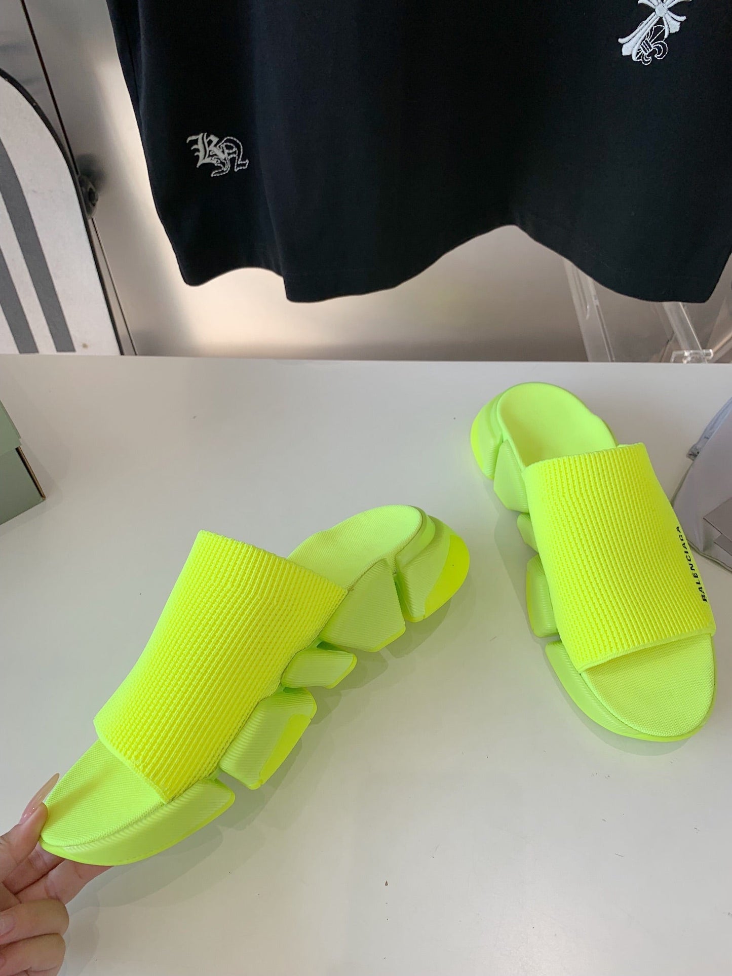 SPEED 2.0 SLIDE SANDAL IN NEON GREEN RECYCLED KNIT - 35