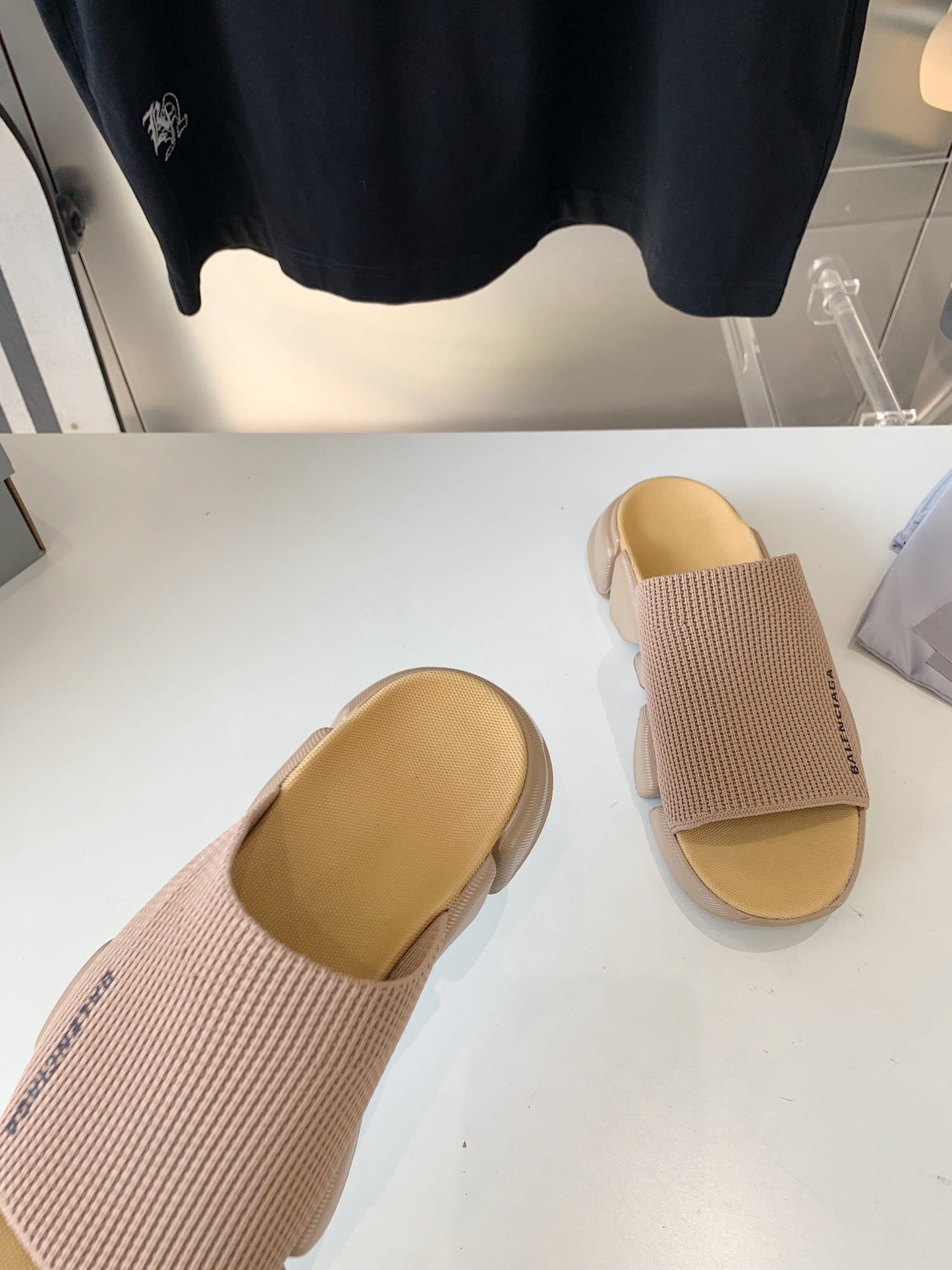 SPEED 2.0 SLIDE SANDAL IN BEIGE RECYCLED KNIT - 35