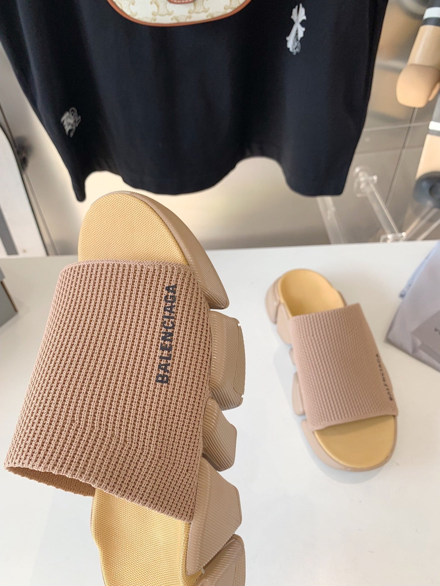 SPEED 2.0 SLIDE SANDAL IN BEIGE RECYCLED KNIT - 35