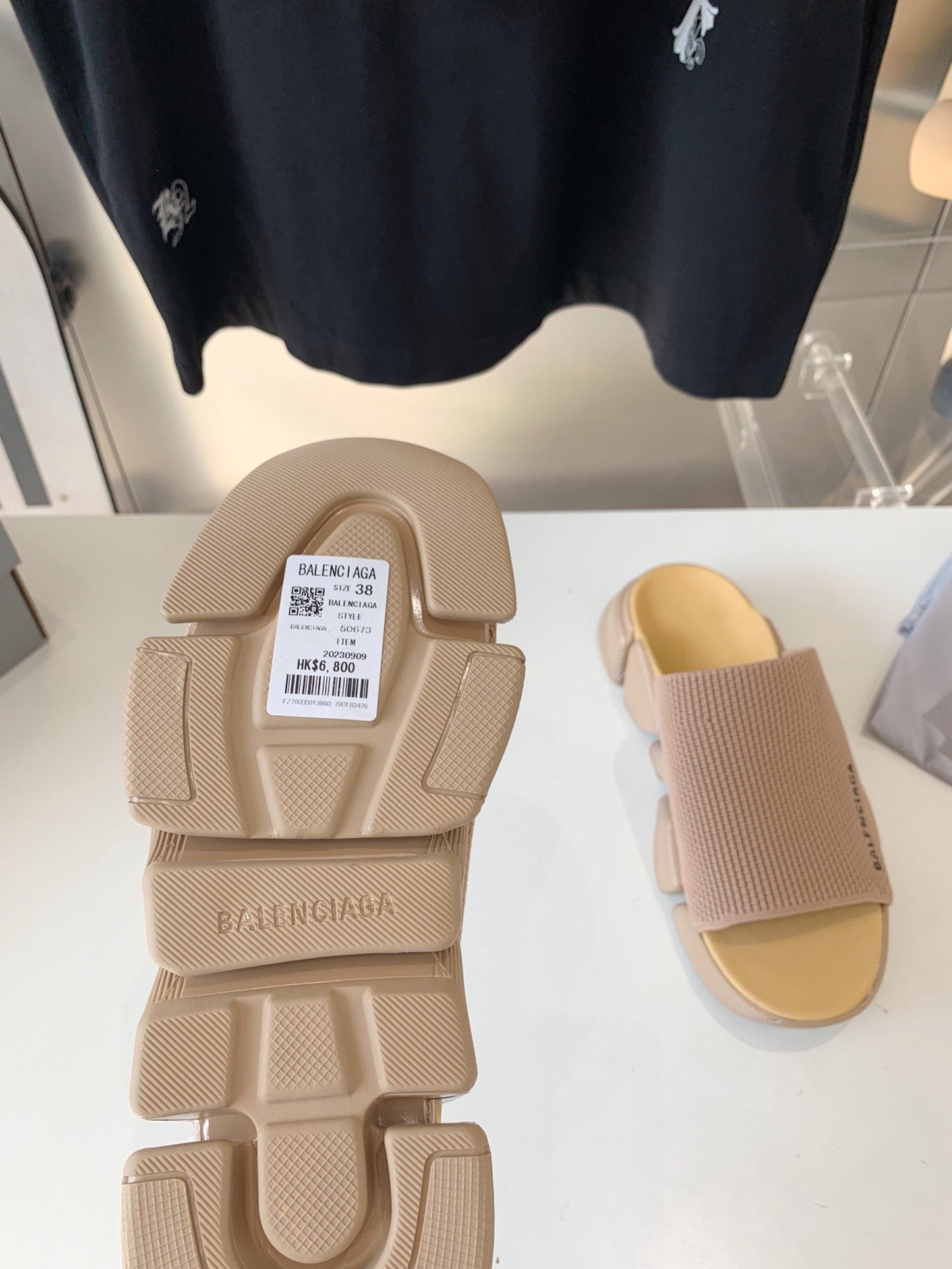 SPEED 2.0 SLIDE SANDAL IN BEIGE RECYCLED KNIT - 35