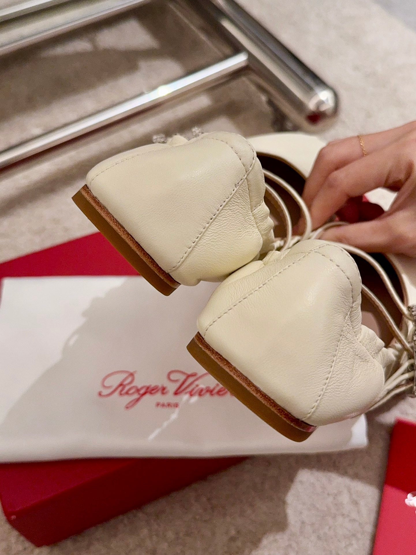 MARY JANES WITH TWO STRAPS IN BEIGE SOFT LAMBSKIN - 34