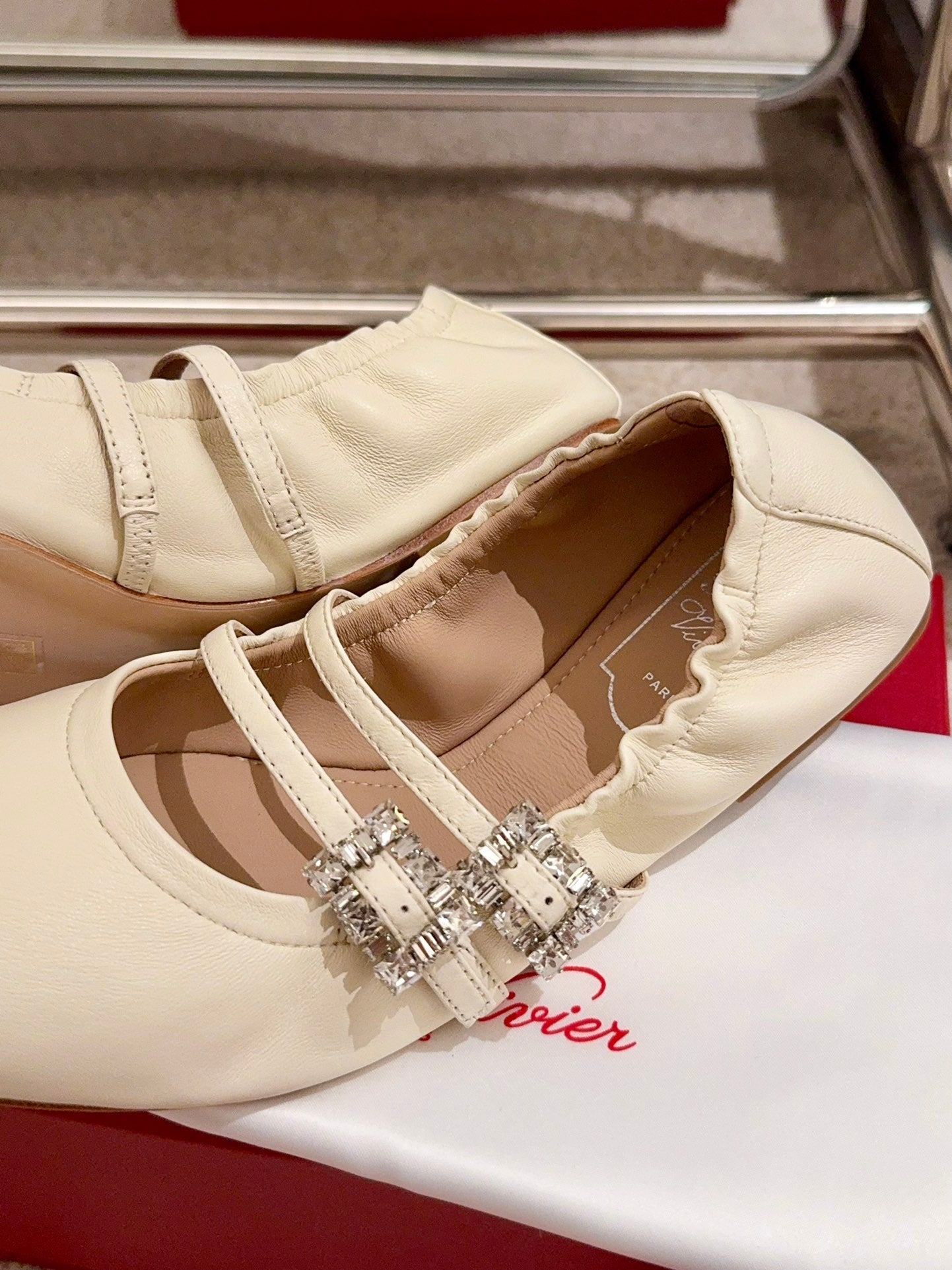 MARY JANES WITH TWO STRAPS IN BEIGE SOFT LAMBSKIN - 34