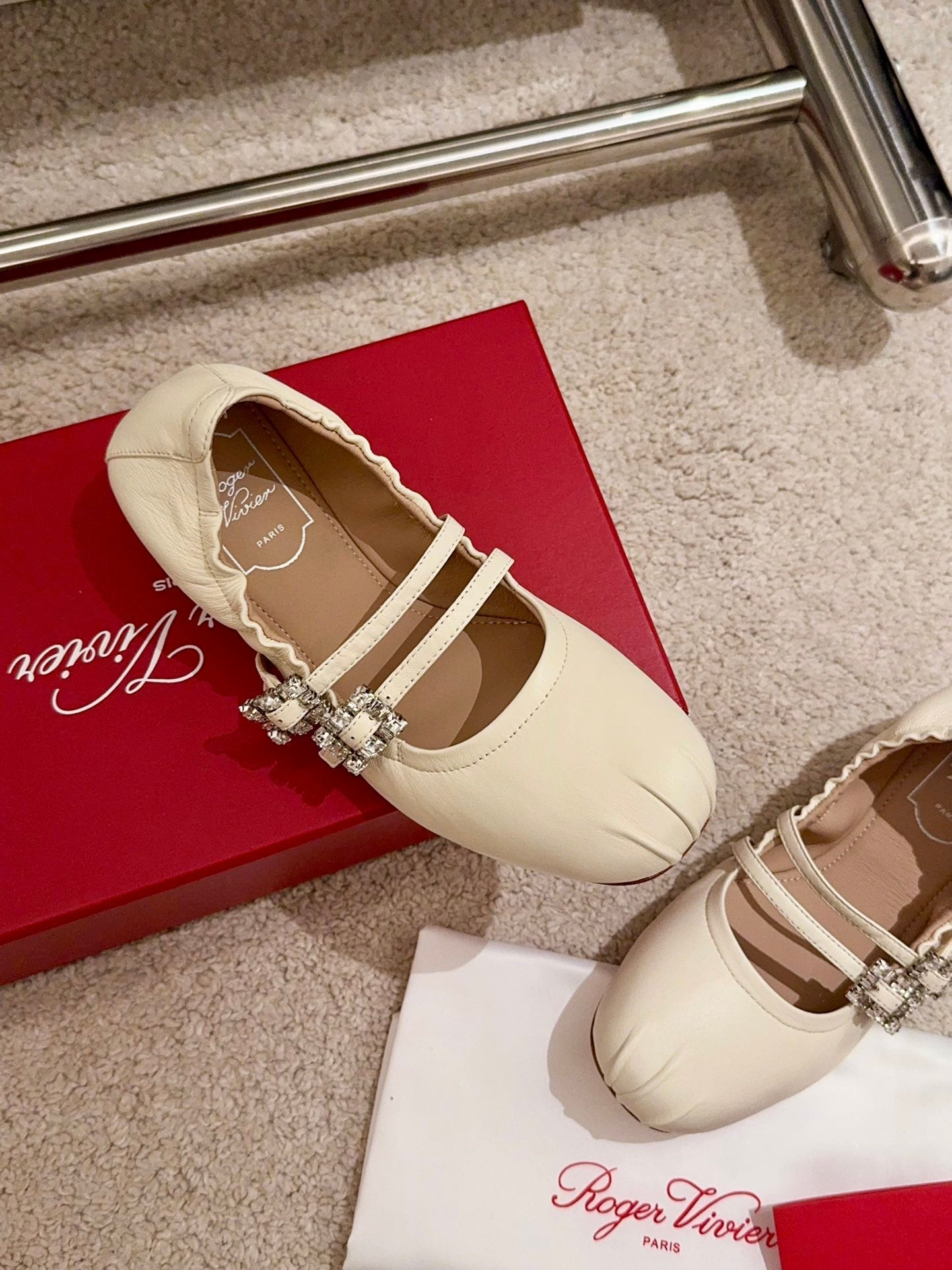 MARY JANES WITH TWO STRAPS IN BEIGE SOFT LAMBSKIN - 34