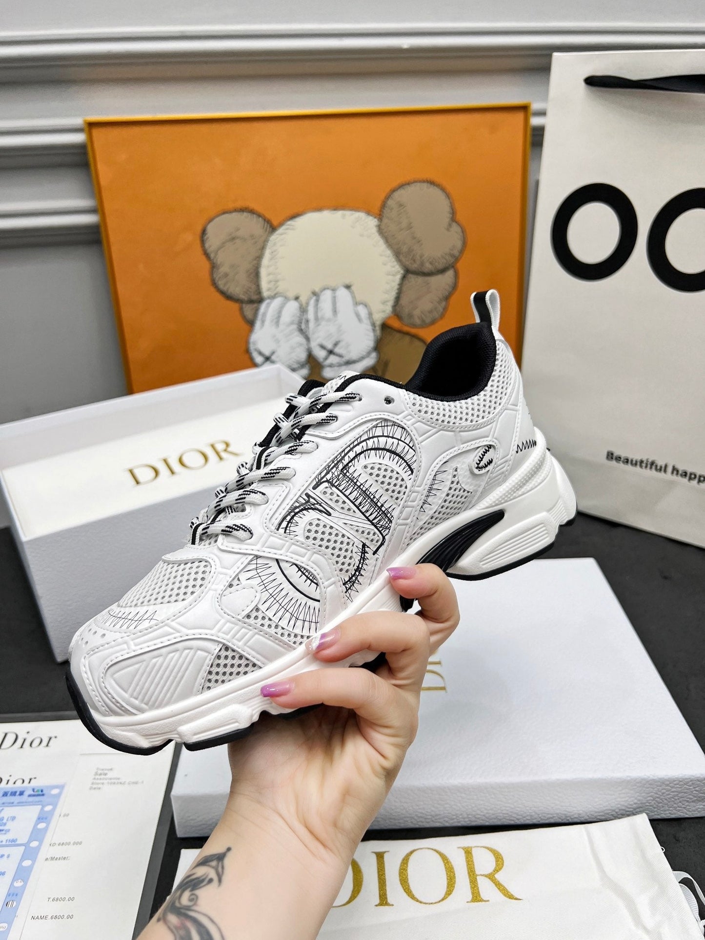 CD CHRONO SNEAKERS IN WHITE AND BLACK MESH - 35