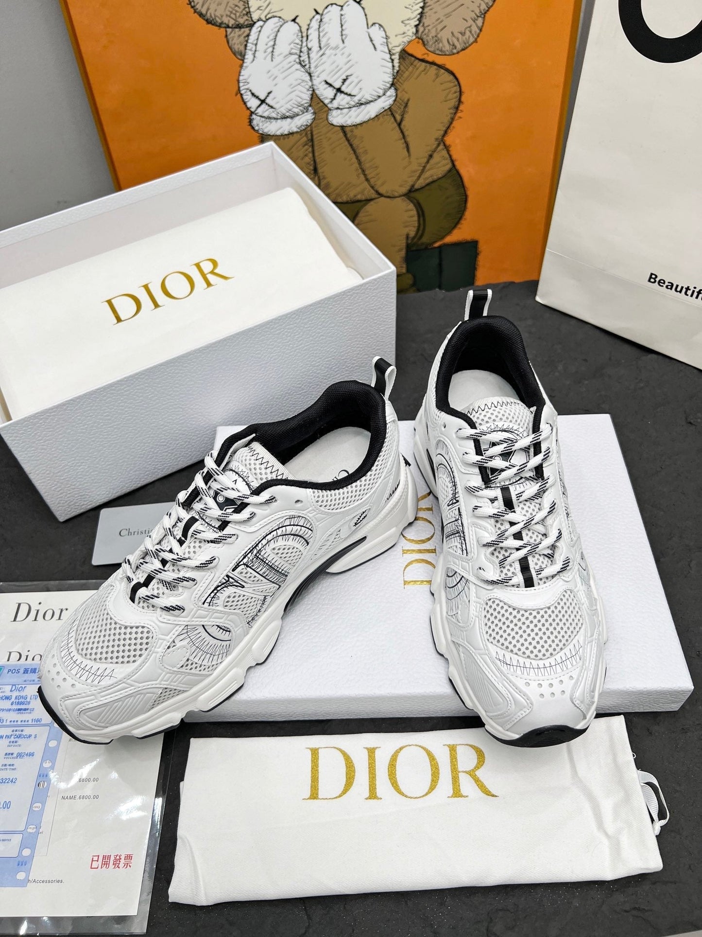 CD CHRONO SNEAKERS IN WHITE AND BLACK MESH - 35