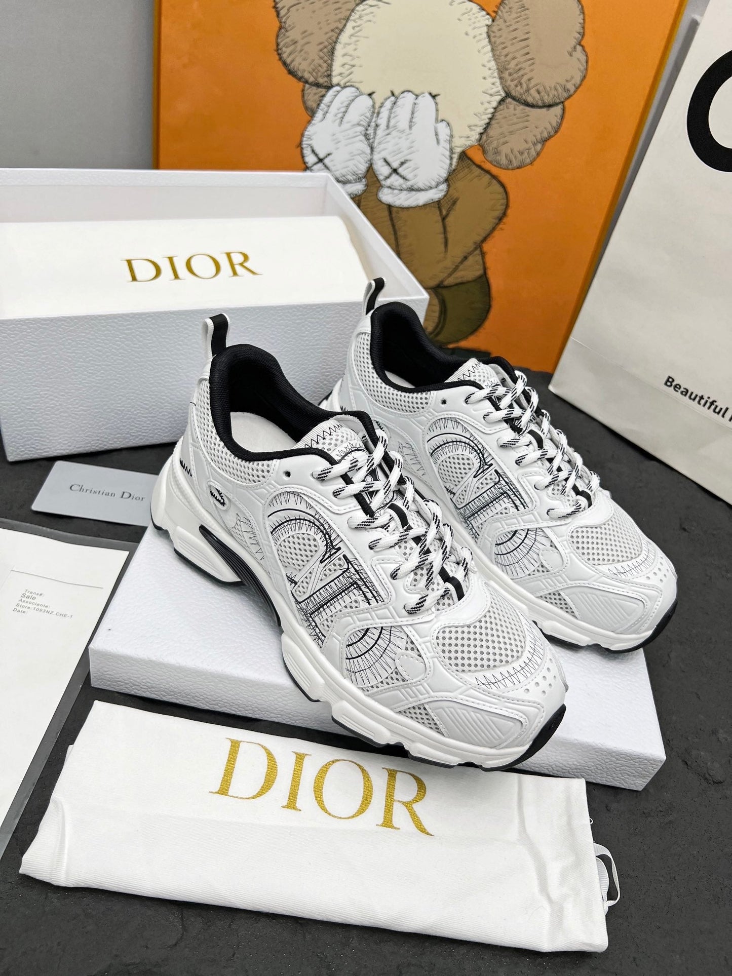 CD CHRONO SNEAKERS IN WHITE AND BLACK MESH - 35