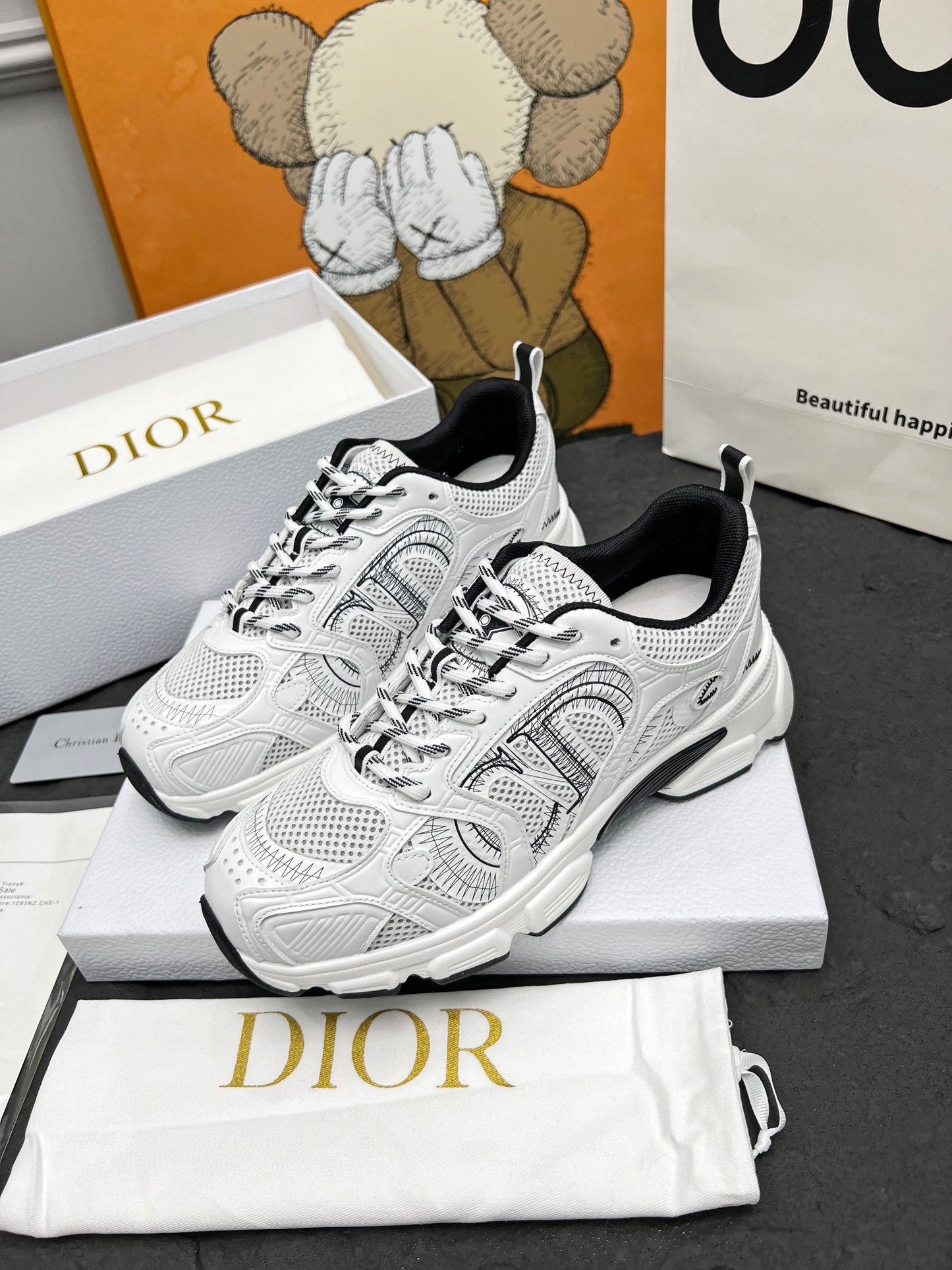 CD CHRONO SNEAKERS IN WHITE AND BLACK MESH - 35