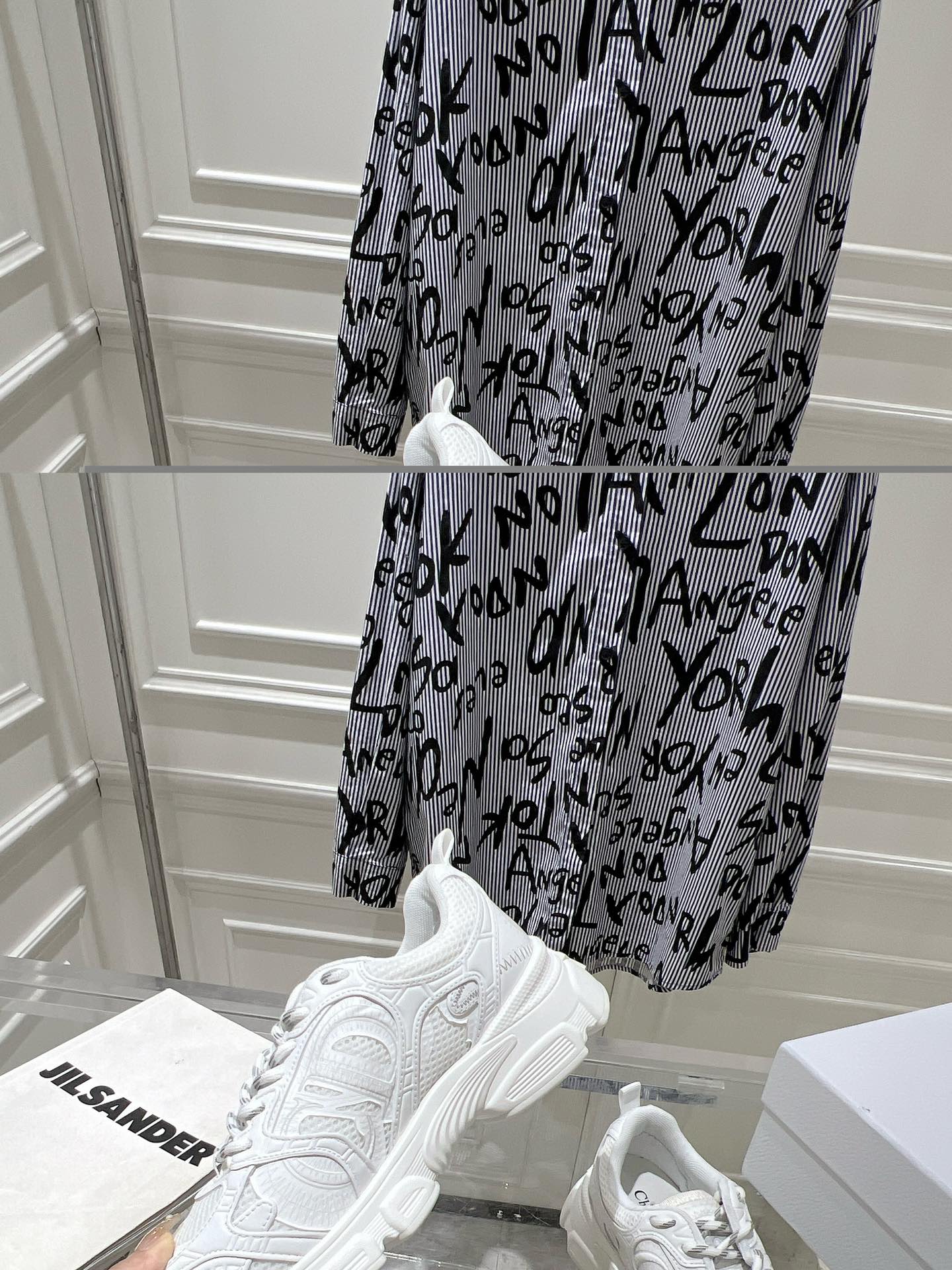 DIOR 25S CHRONO SNEAKER 45MM IN MESH WITH WHITE CALFSKIN - 35