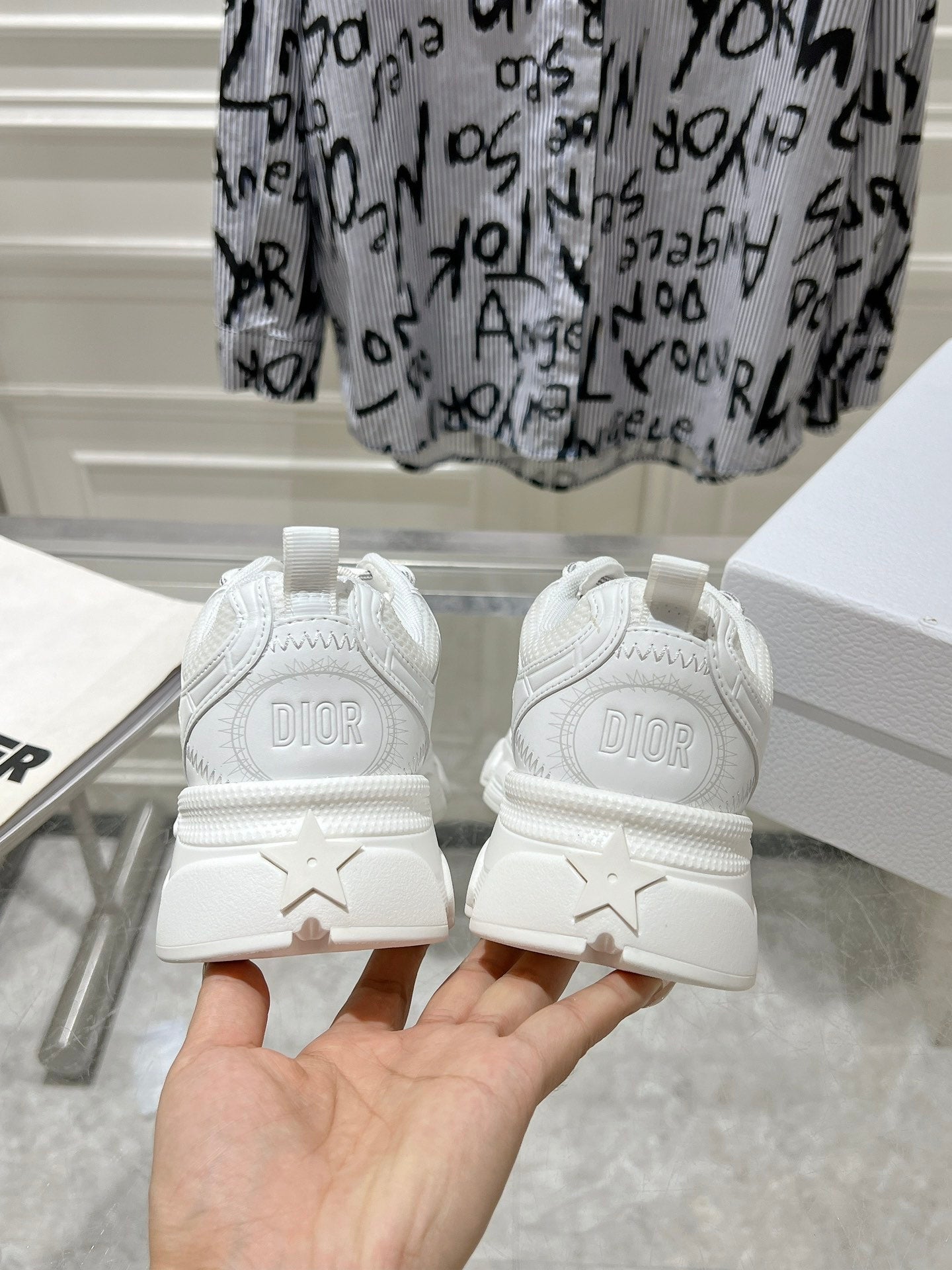 DIOR 25S CHRONO SNEAKER 45MM IN MESH WITH WHITE CALFSKIN - 35