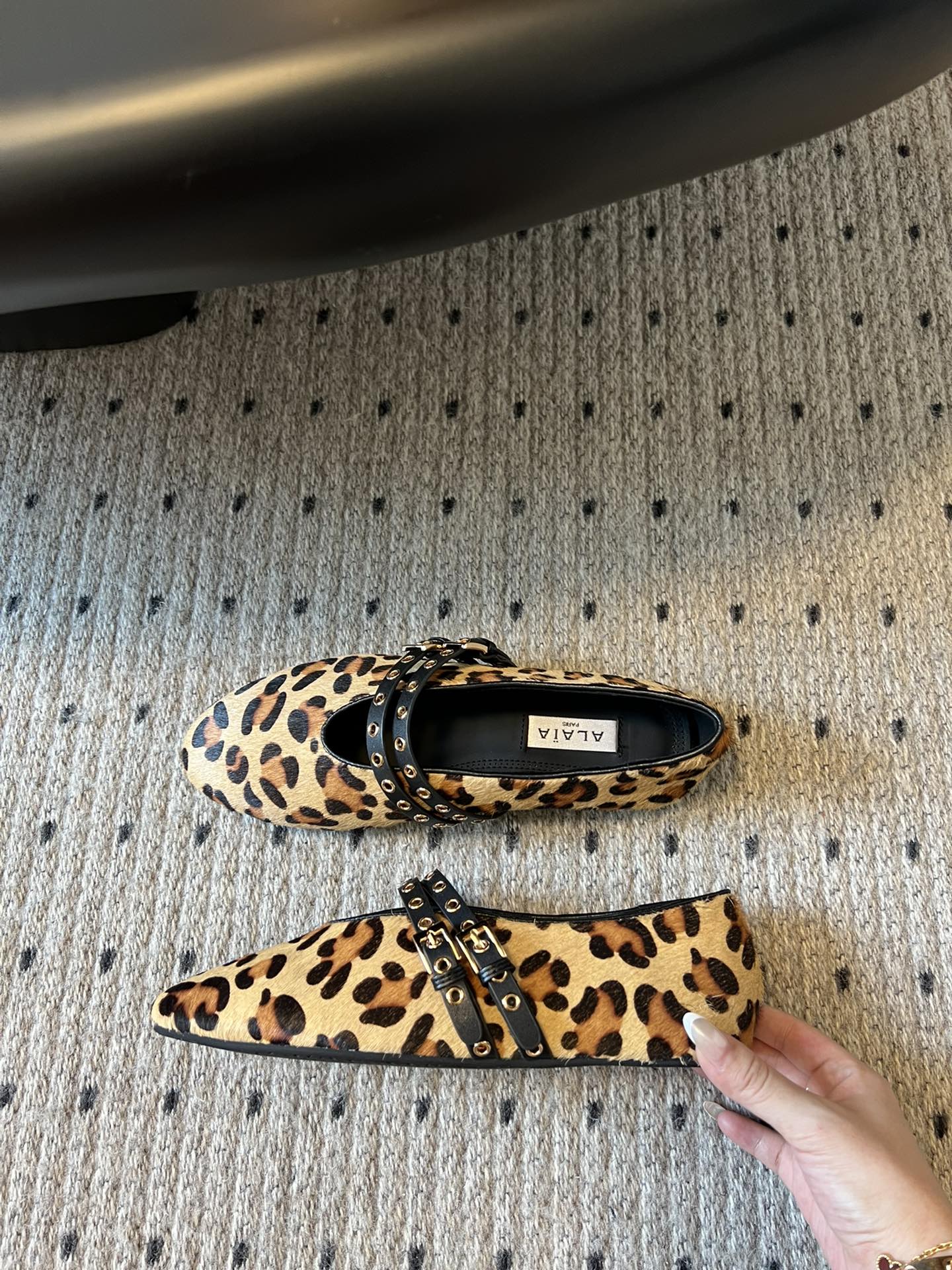 ALAIA MARY JANE SHOES IN LEOPARD ZP CUSTOM STRAW AND DENIM - 35