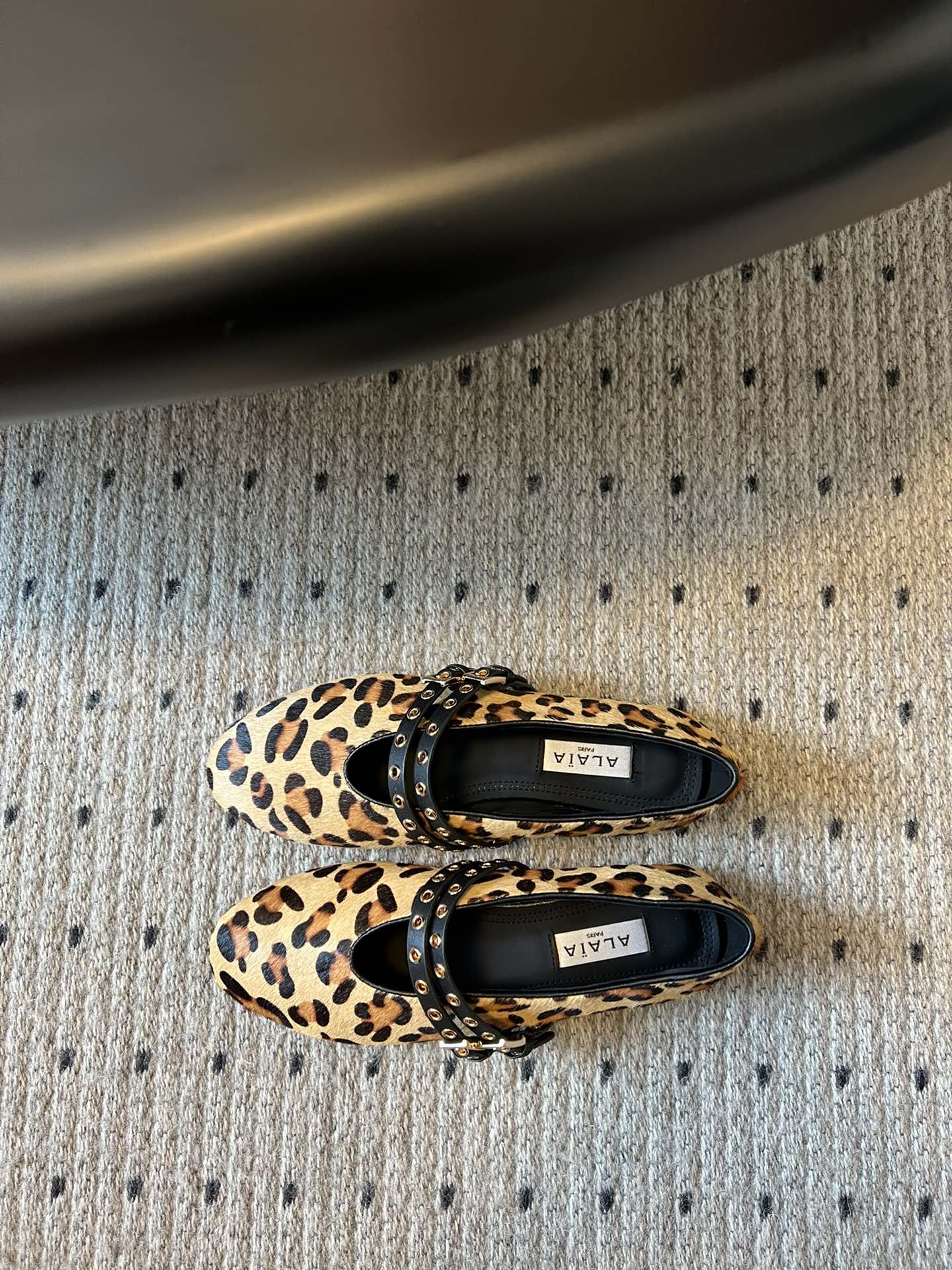 ALAIA MARY JANE SHOES IN LEOPARD ZP CUSTOM STRAW AND DENIM - 35
