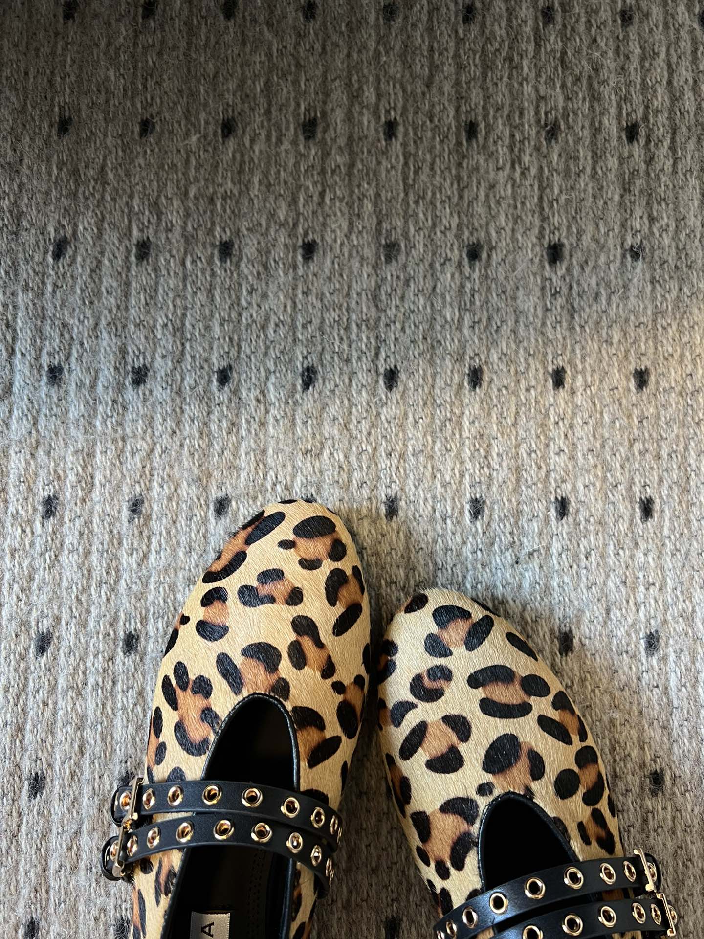 ALAIA MARY JANE SHOES IN LEOPARD ZP CUSTOM STRAW AND DENIM - 35
