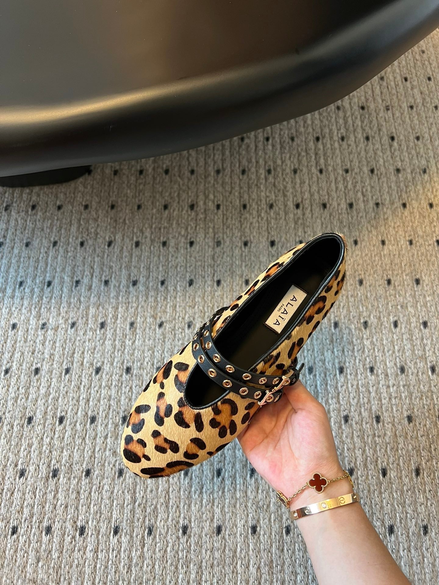 ALAIA MARY JANE SHOES IN LEOPARD ZP CUSTOM STRAW AND DENIM - 35