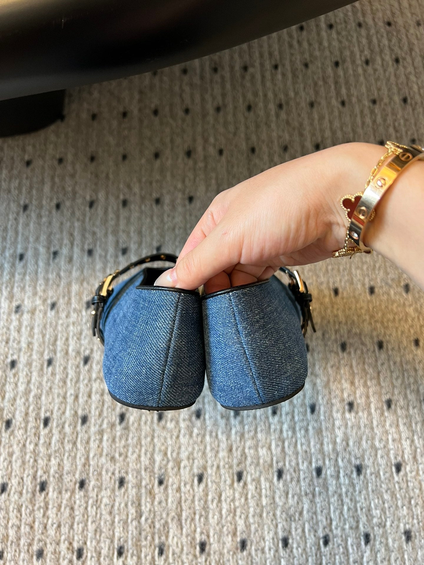 ALAIA MARY JANE SHOES IN CERULEAN BLUE ZP CUSTOM STRAW AND DENIM - 35