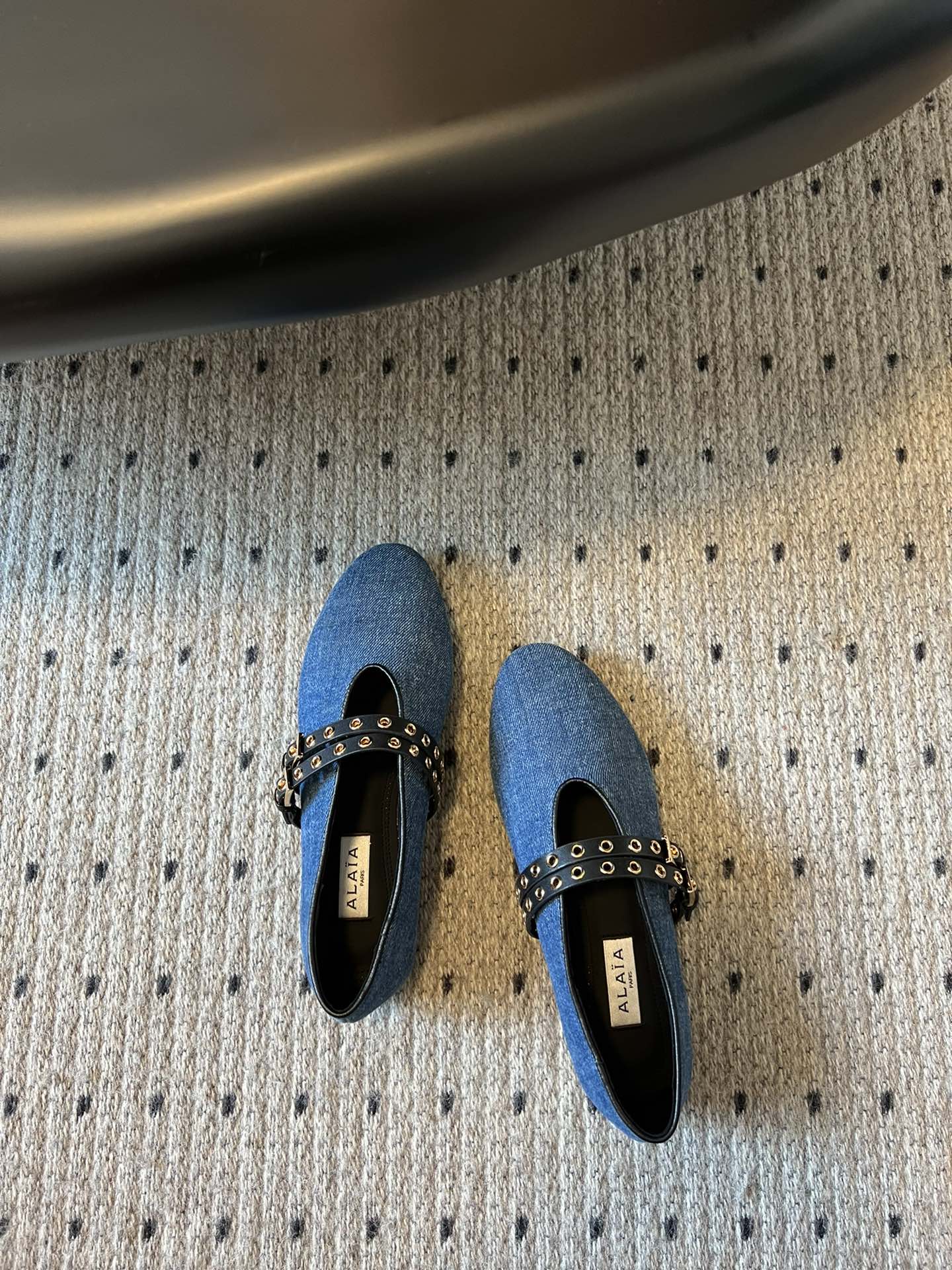 ALAIA MARY JANE SHOES IN CERULEAN BLUE ZP CUSTOM STRAW AND DENIM - 35