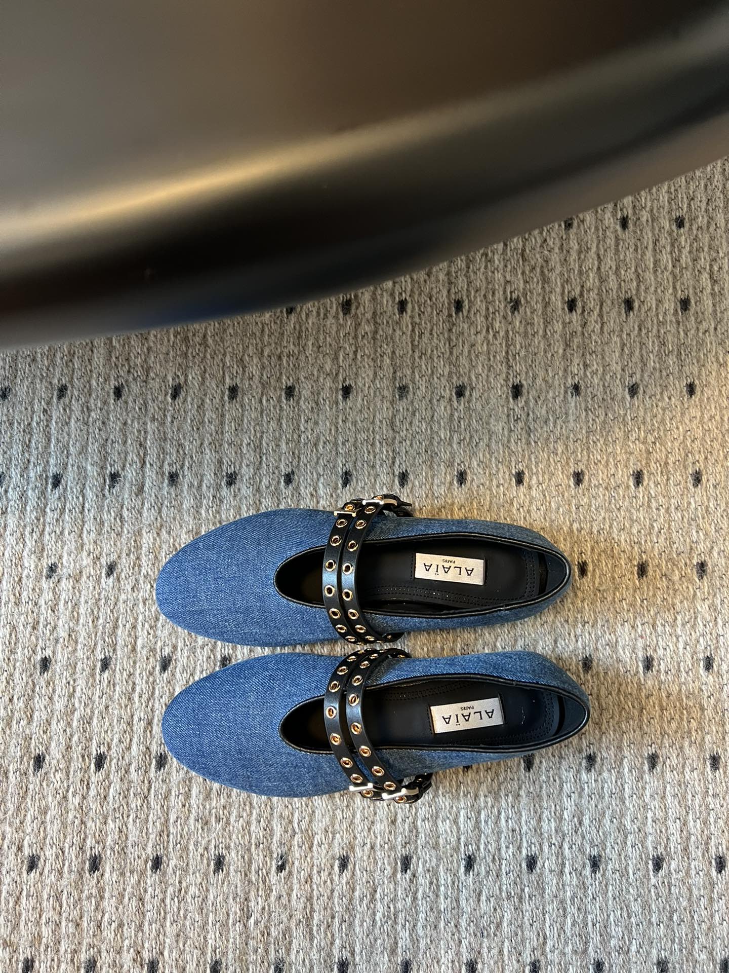 ALAIA MARY JANE SHOES IN CERULEAN BLUE ZP CUSTOM STRAW AND DENIM - 35