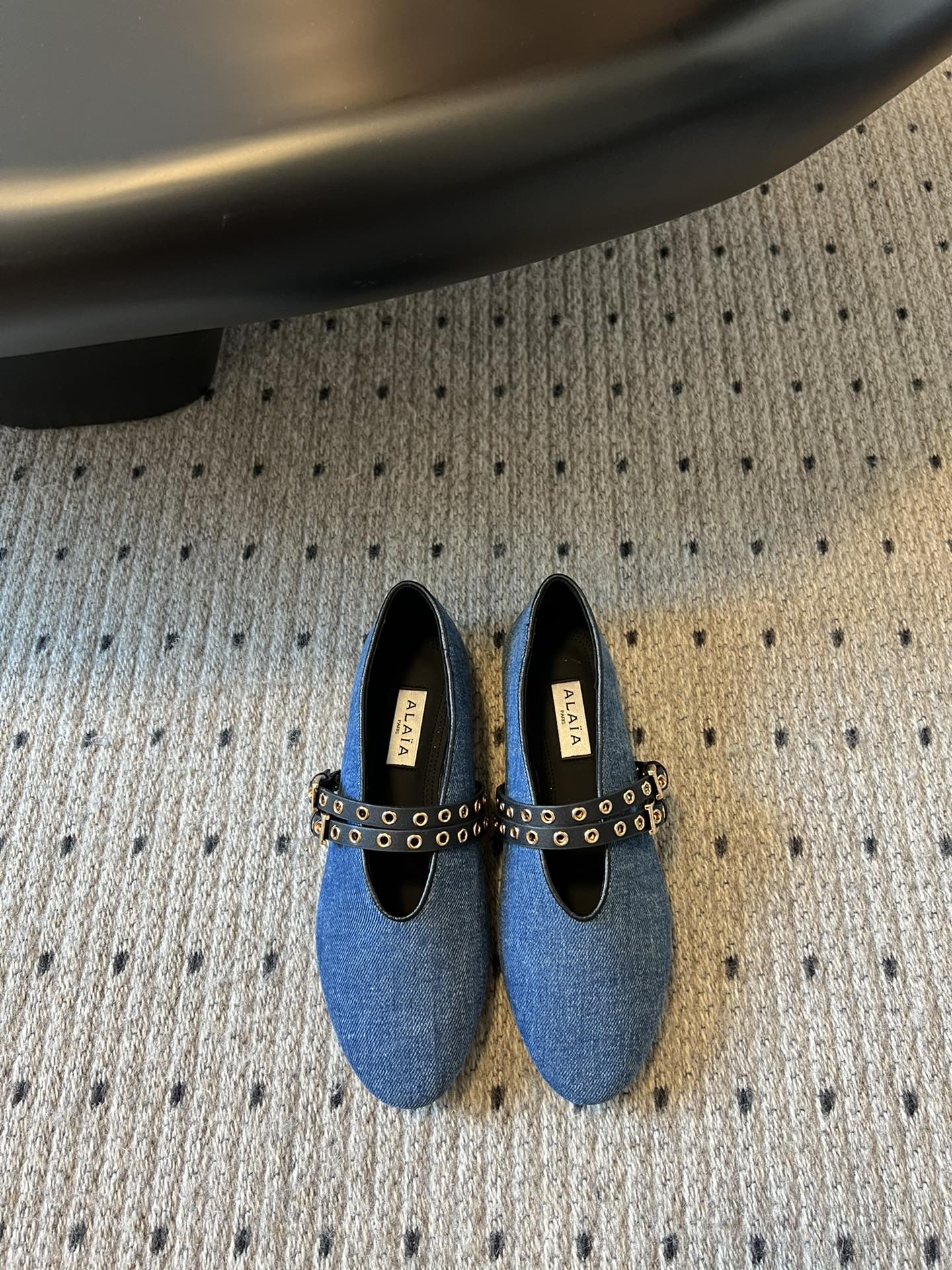 ALAIA MARY JANE SHOES IN CERULEAN BLUE ZP CUSTOM STRAW AND DENIM - 35