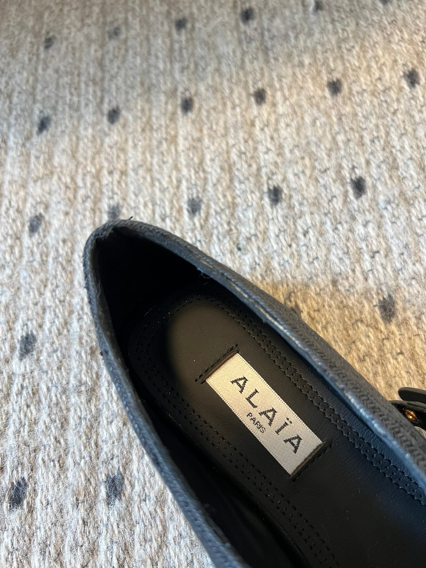 ALAIA MARY JANE SHOES IN BLACK ZP CUSTOM STRAW AND DENIM - 35
