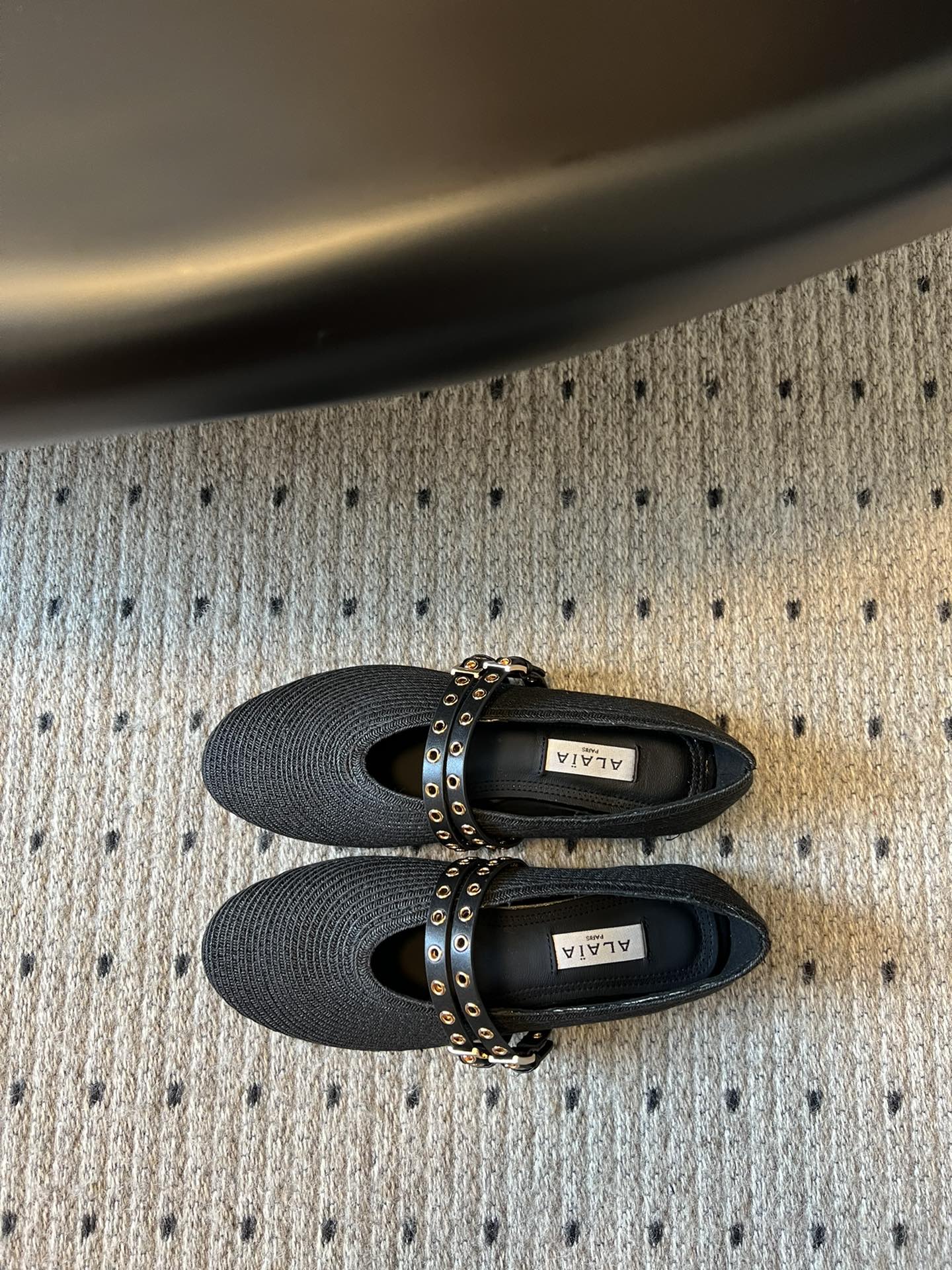 ALAIA MARY JANE SHOES IN BLACK ZP CUSTOM STRAW AND DENIM - 35