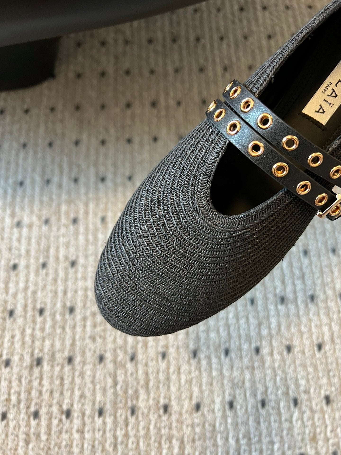 ALAIA MARY JANE SHOES IN BLACK ZP CUSTOM STRAW AND DENIM - 35