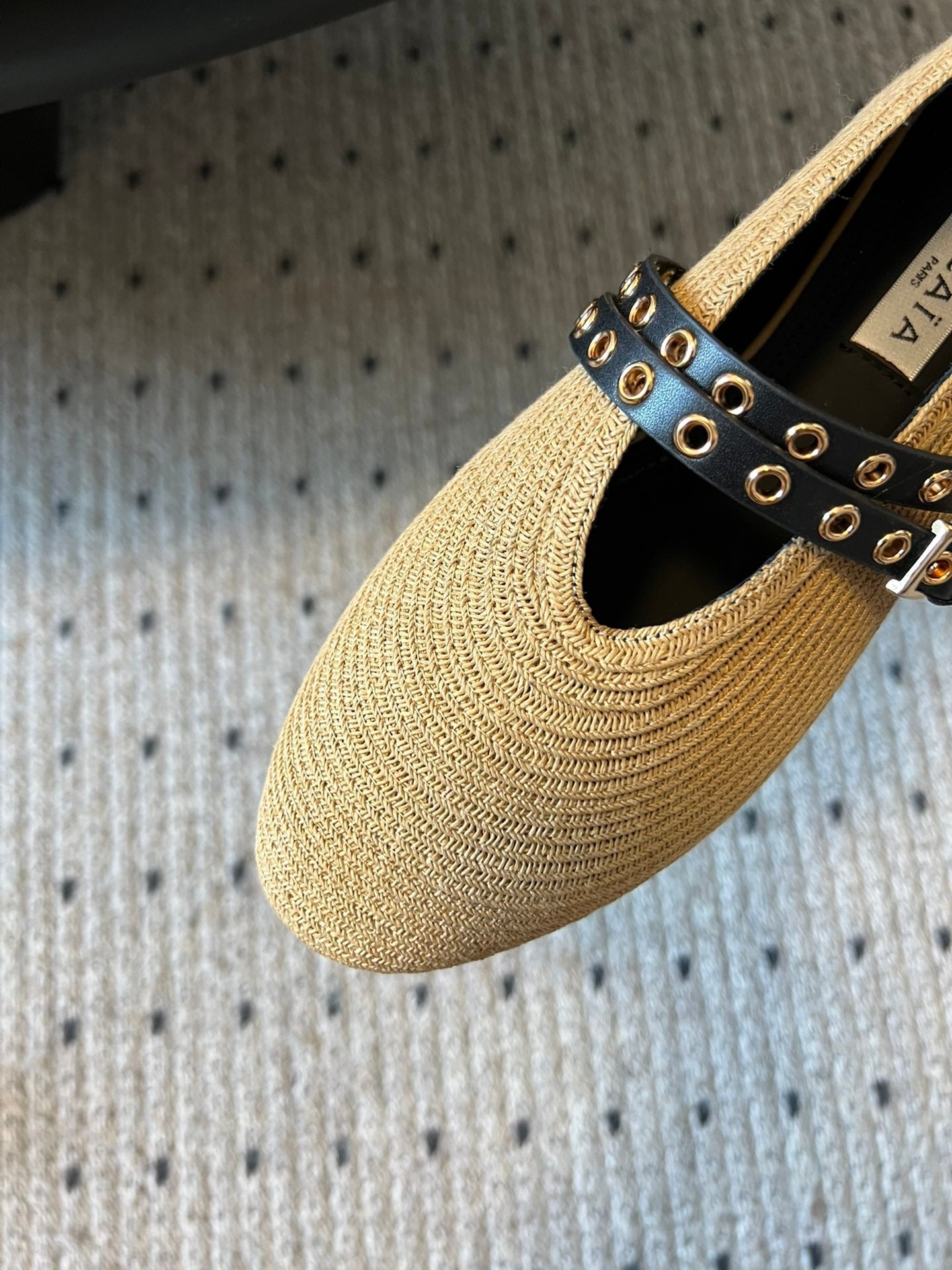 ALAIA MARY JANE SHOES IN BEIGE ZP CUSTOM STRAW AND DENIM - 35