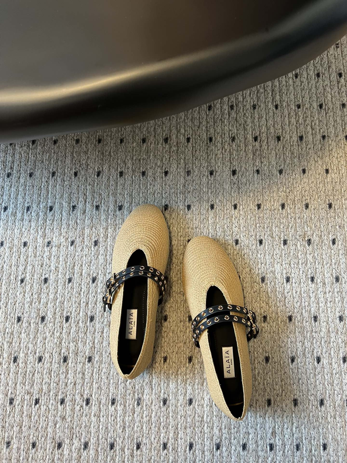 ALAIA MARY JANE SHOES IN BEIGE ZP CUSTOM STRAW AND DENIM - 35