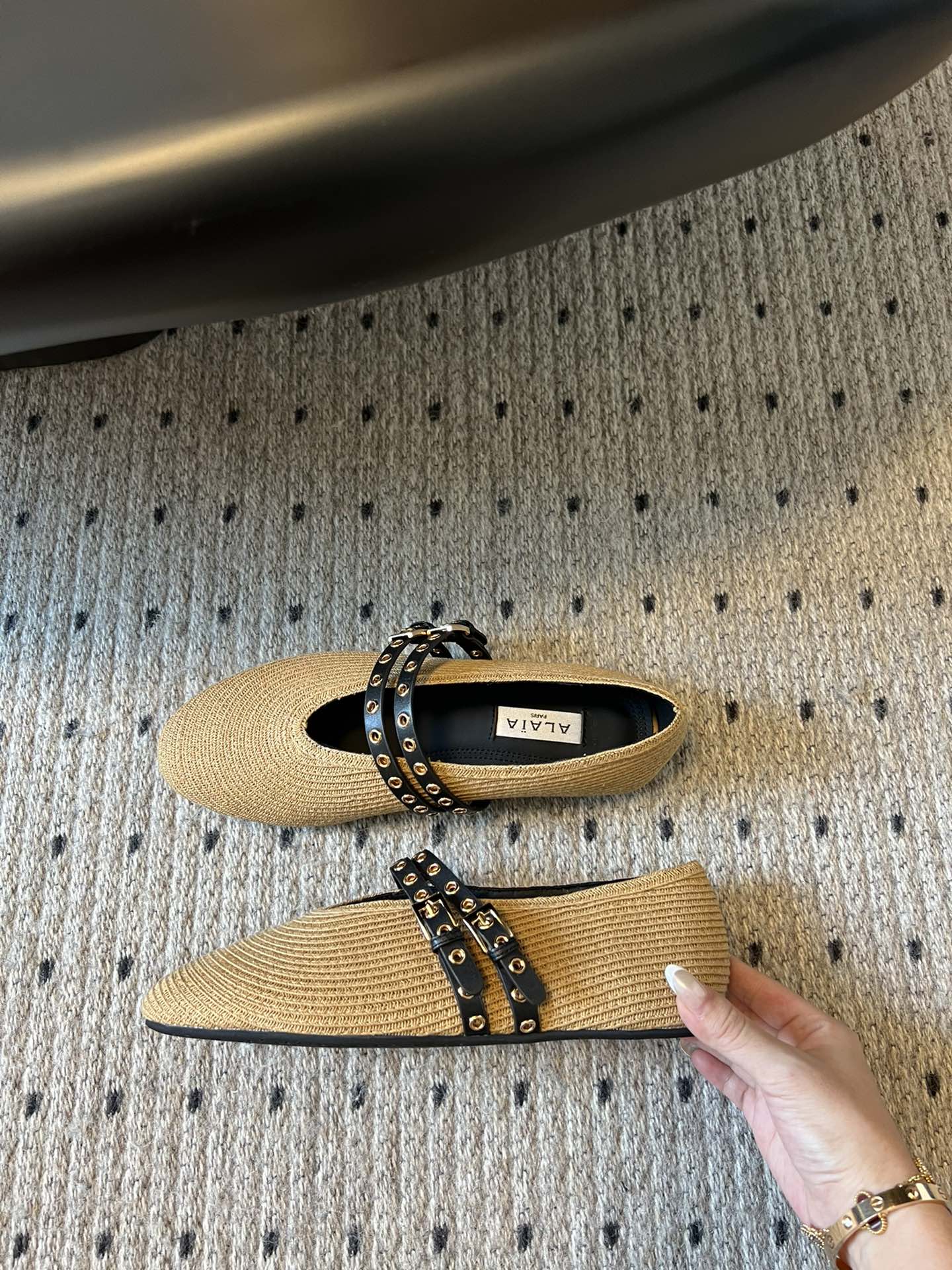 ALAIA MARY JANE SHOES IN BEIGE ZP CUSTOM STRAW AND DENIM - 35
