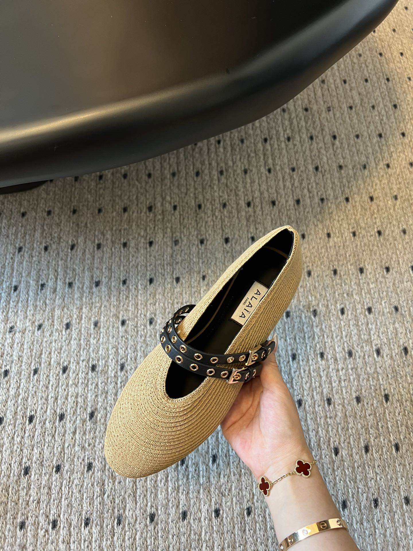 ALAIA MARY JANE SHOES IN BEIGE ZP CUSTOM STRAW AND DENIM - 35