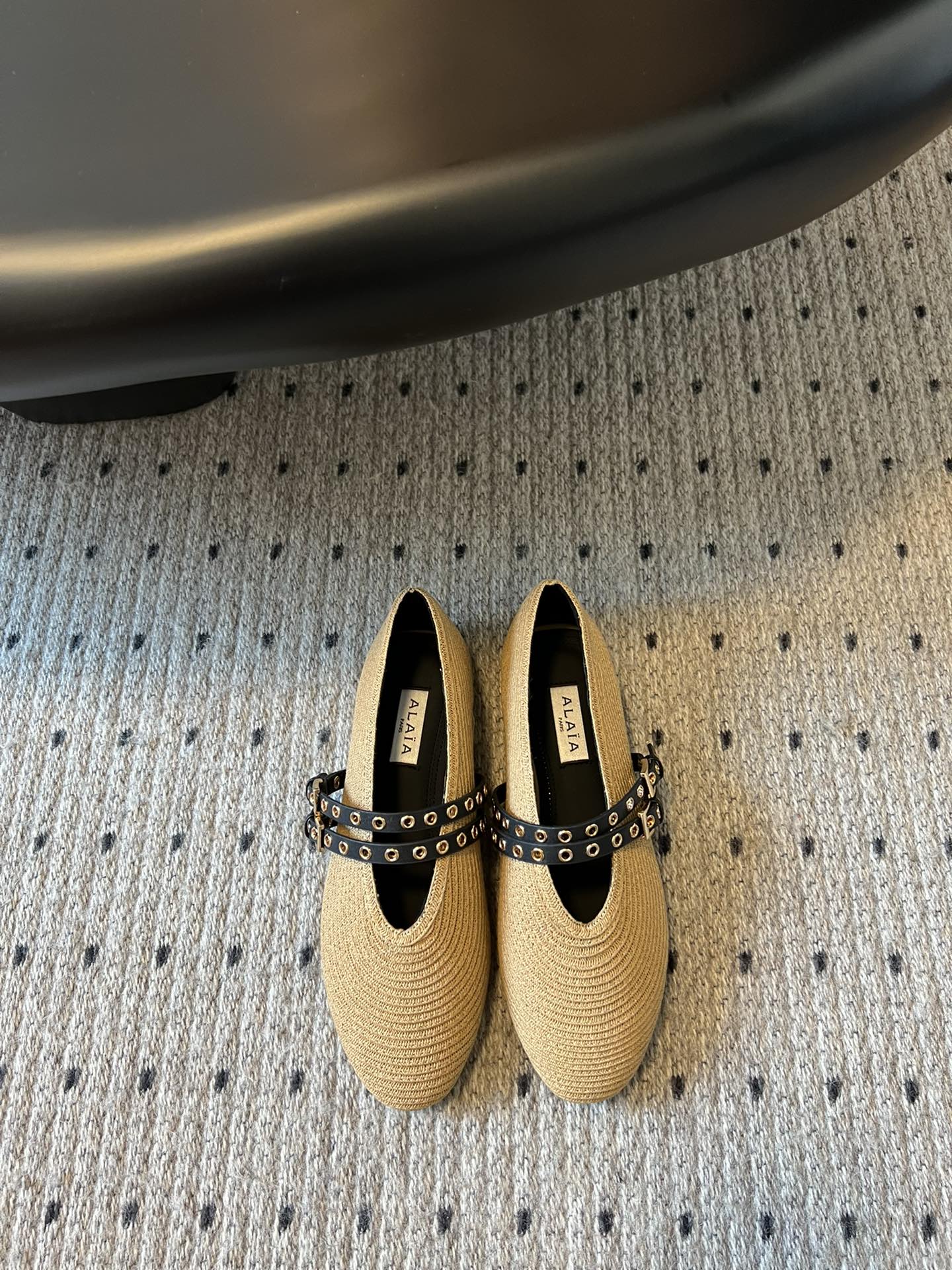 ALAIA MARY JANE SHOES IN BEIGE ZP CUSTOM STRAW AND DENIM - 35