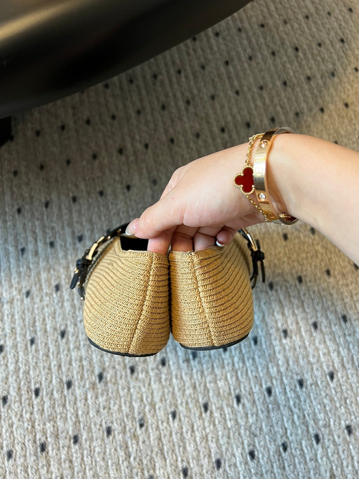 ALAIA MARY JANE SHOES IN BEIGE ZP CUSTOM STRAW AND DENIM - 35